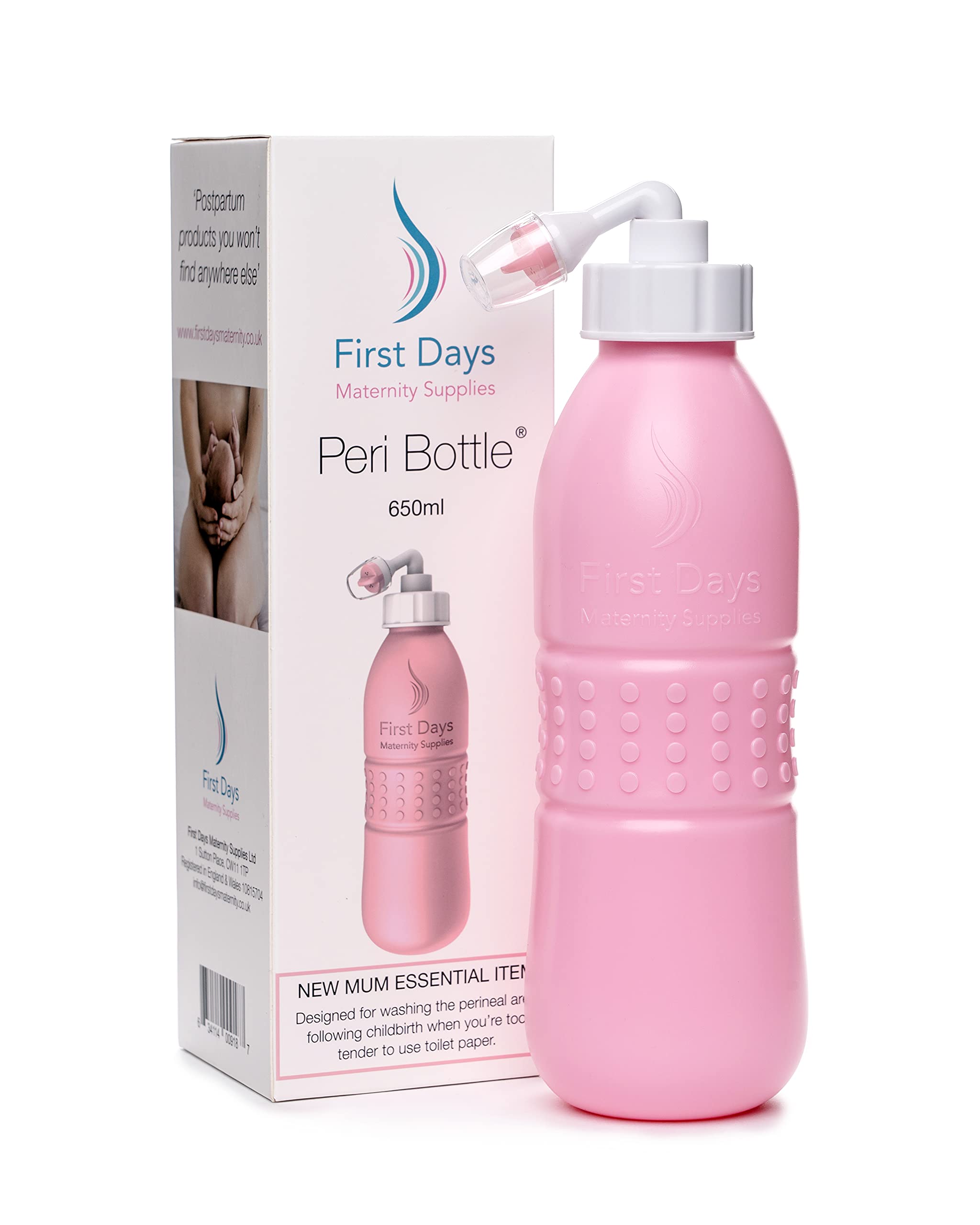 First Days Maternity - Large Peri Bottle for a Long Soothing Cleanse Without Needing to Refill During Use - Hospital Bag Essential for Postpartum Care (Pink)