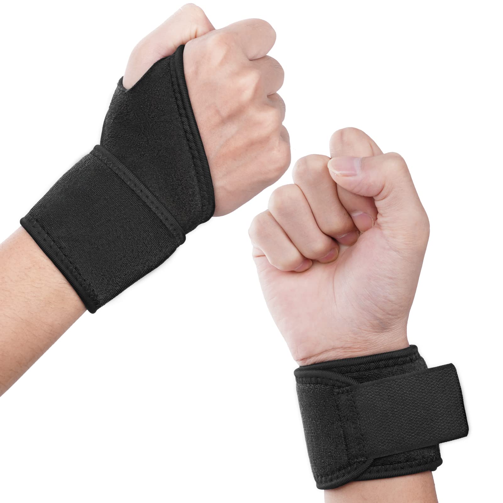 URAQT Wrist Support Splint Brace, 2 Pack Adjustable Wrist Strap Carpal Tunnel Compression Splint Relieves Wrist Pain, Tendonitis and Sports Protecting, Breathable Wrist Brace One Size Fits All