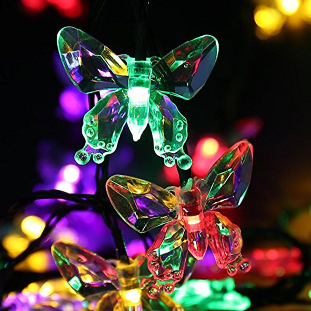 LEDMOMO 20 LEDs Solar String Lights LED Butterfly Fairy Light Outdoor Waterproof 4.5m (Multicolour Light)