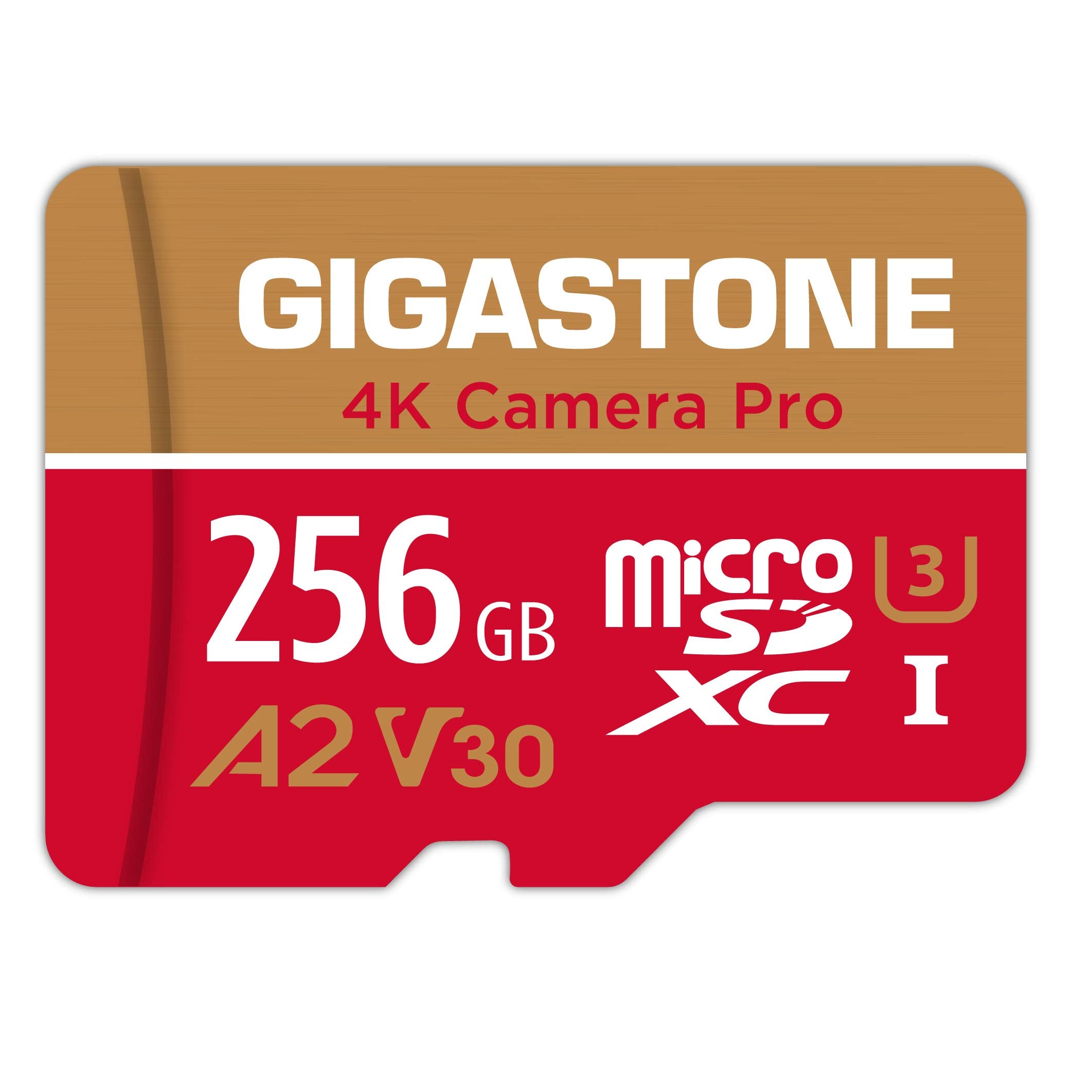 Gigastone Micro SD Card 256GB with SD Adapter + Mini-case, 4K Camera Pro, 4K UHD Video Recording, GoPro SD card Action Camera Compatible, R/W up to 100/60MB/s, MicroSDXC UHS-I A2 V30 U3 Class 10