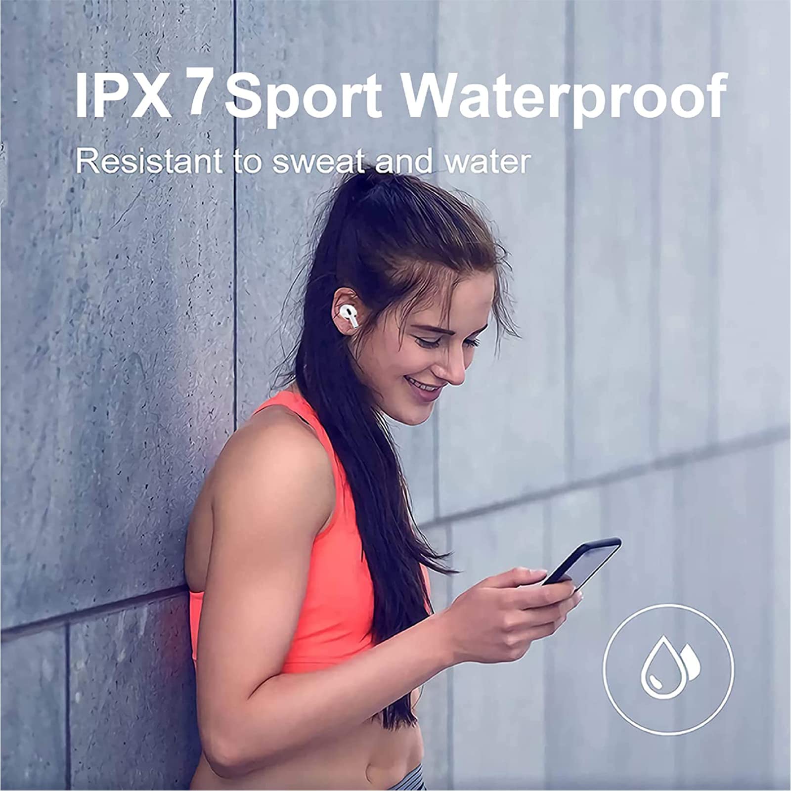 IPX7 Waterproof 5.1 Bluetooth Hi-Fi Stereo Sound Wireless Earphones With Mic, 30H Playtime Bluetooth Headphones With Fast Charging Case for Airp𝖔𝖉𝖘/iPhone