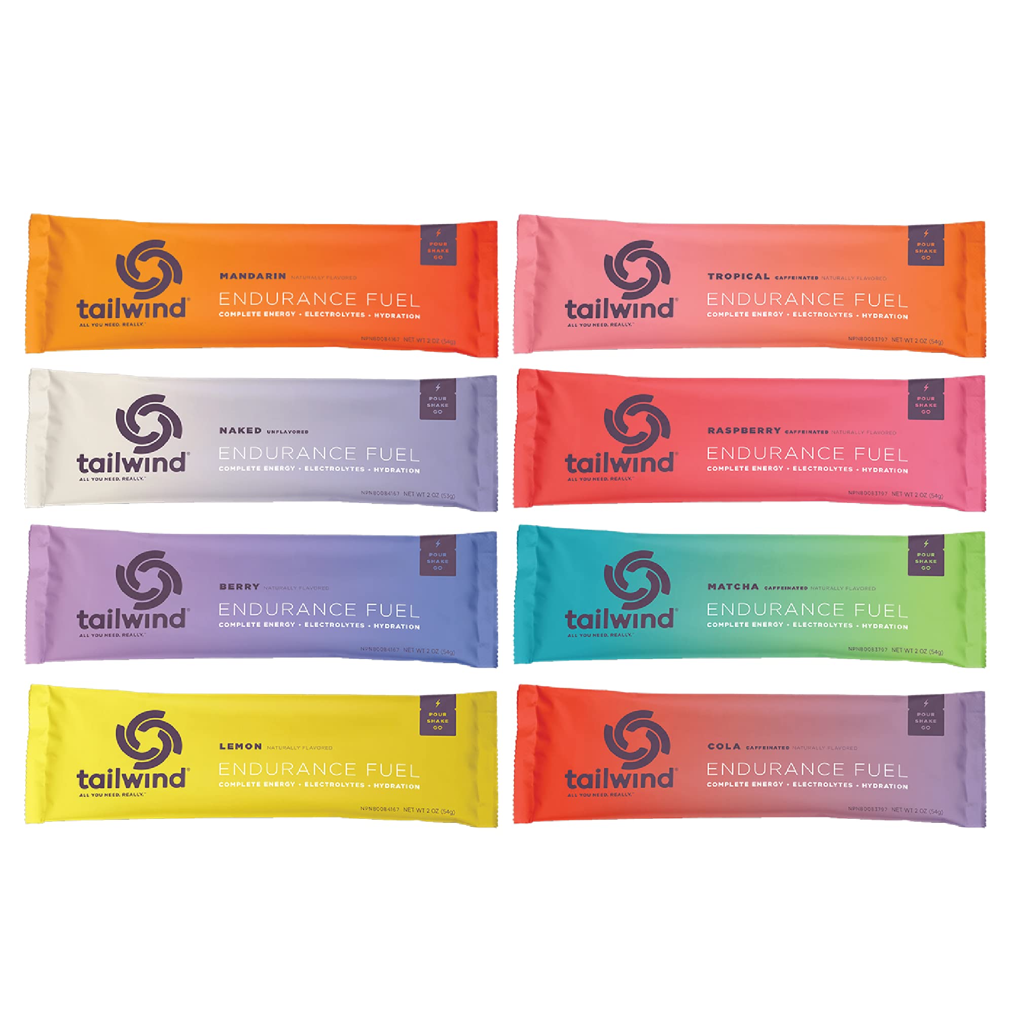 Tailwind Nutrition Endurance Fuel 8 Stickpack Starter Set for Running, Cycling, Marathon, Triathlon, Ditch the Energy Gels, Bars, Chews and try Tailwind as a replacement