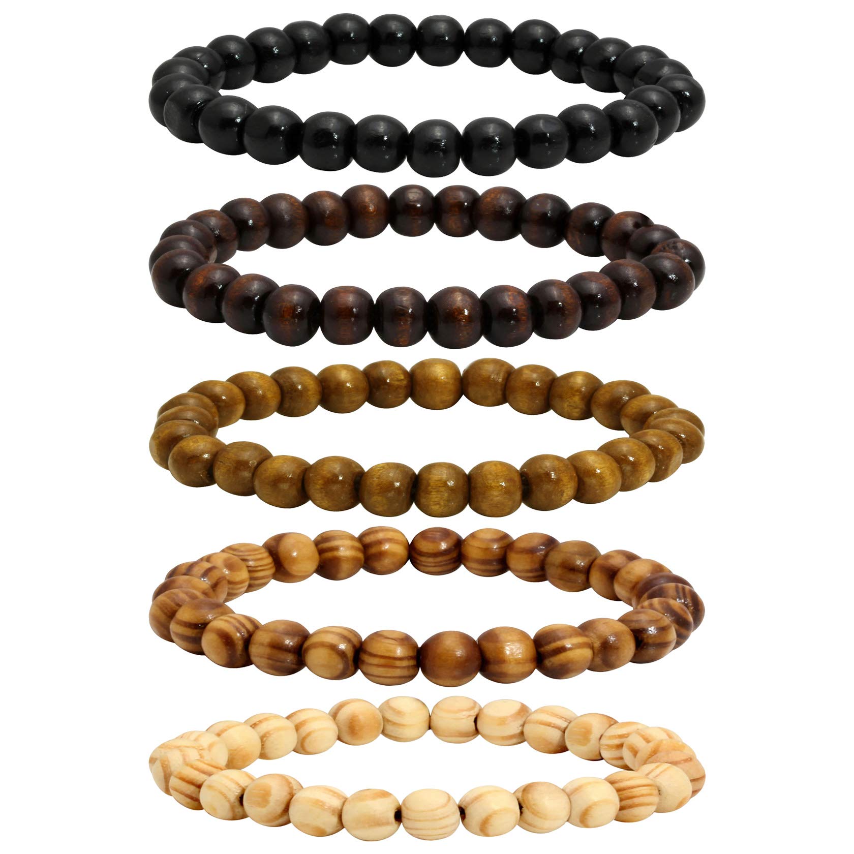 MILAKOO 7Pcs Lava Rock Stone Beads Essential Oil Diffuser Bracelet for Men Women Wood Beads Bracelet