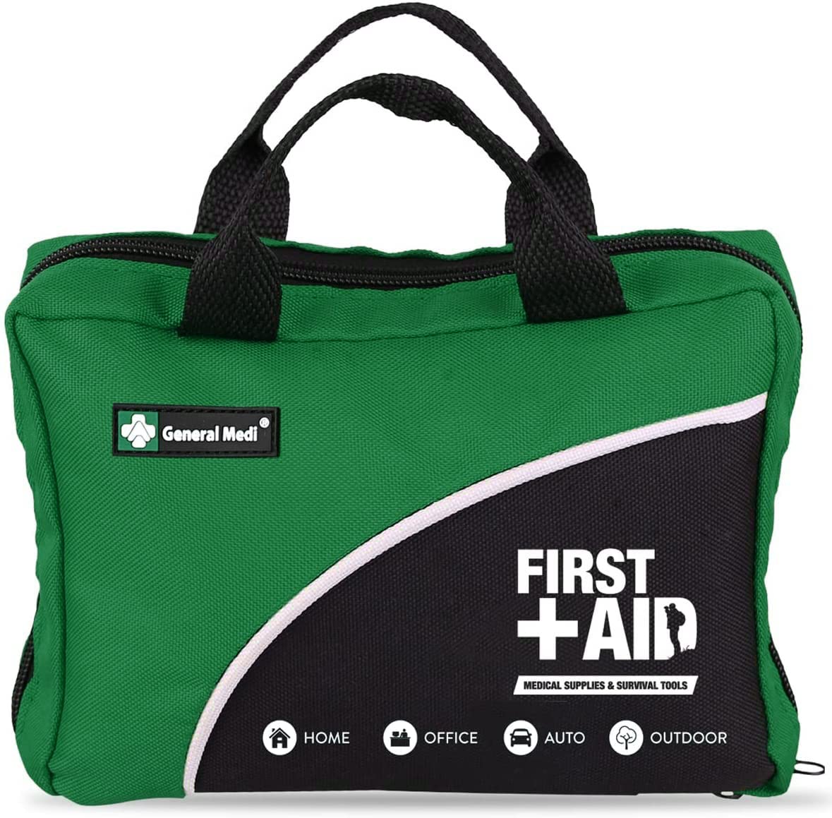 160 Piece Compact First Aid Kit Bag - Including Cold (Ice) Pack, Emergency Blanket, Moleskin Pad,Perfect for Travel, Home, Office, Car, Camping, Workplace (Green)
