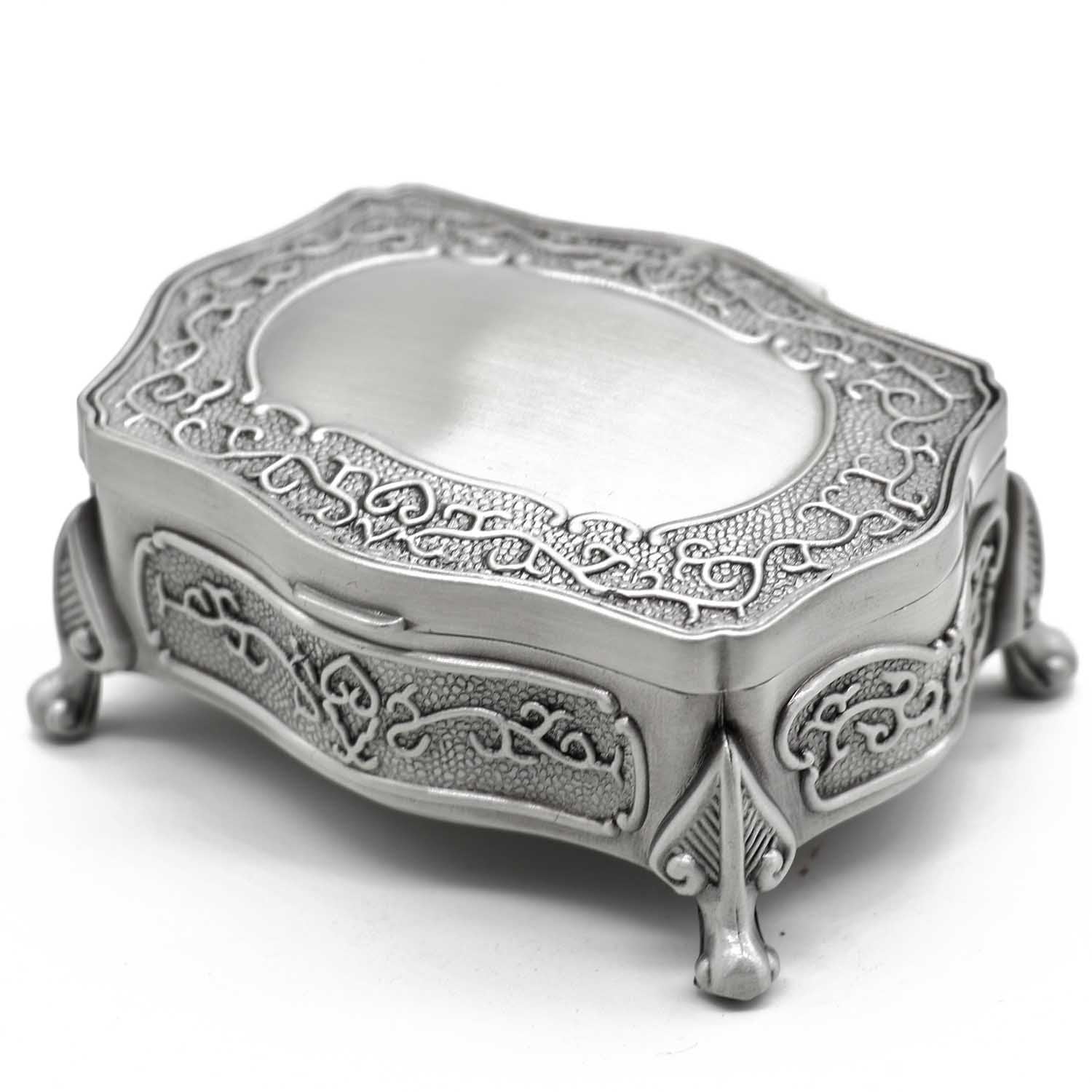 AVESON Rectangle Vintage Metal Jewelry Box Trinket Gift Box Chest Ring Case for Girls Ladies Women, Small