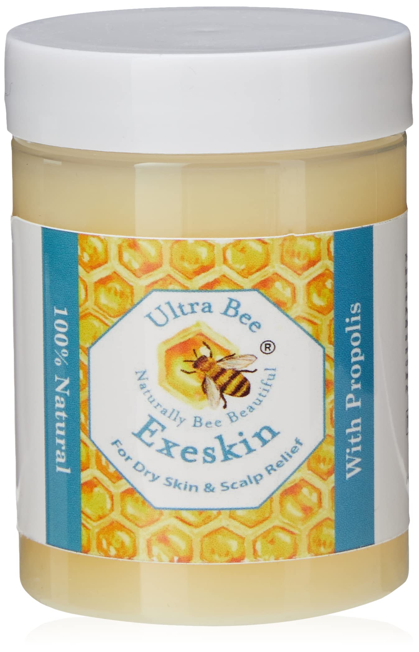 Ultra Bee Naturally Bee Beautiful 100% Natural Exeskin Dry Itchy Skin Balm Suitable for People Prone to Eczema, Psoriasis,Dermatitis.Formulated with Beehive and Plant Products 100 ml, Clear