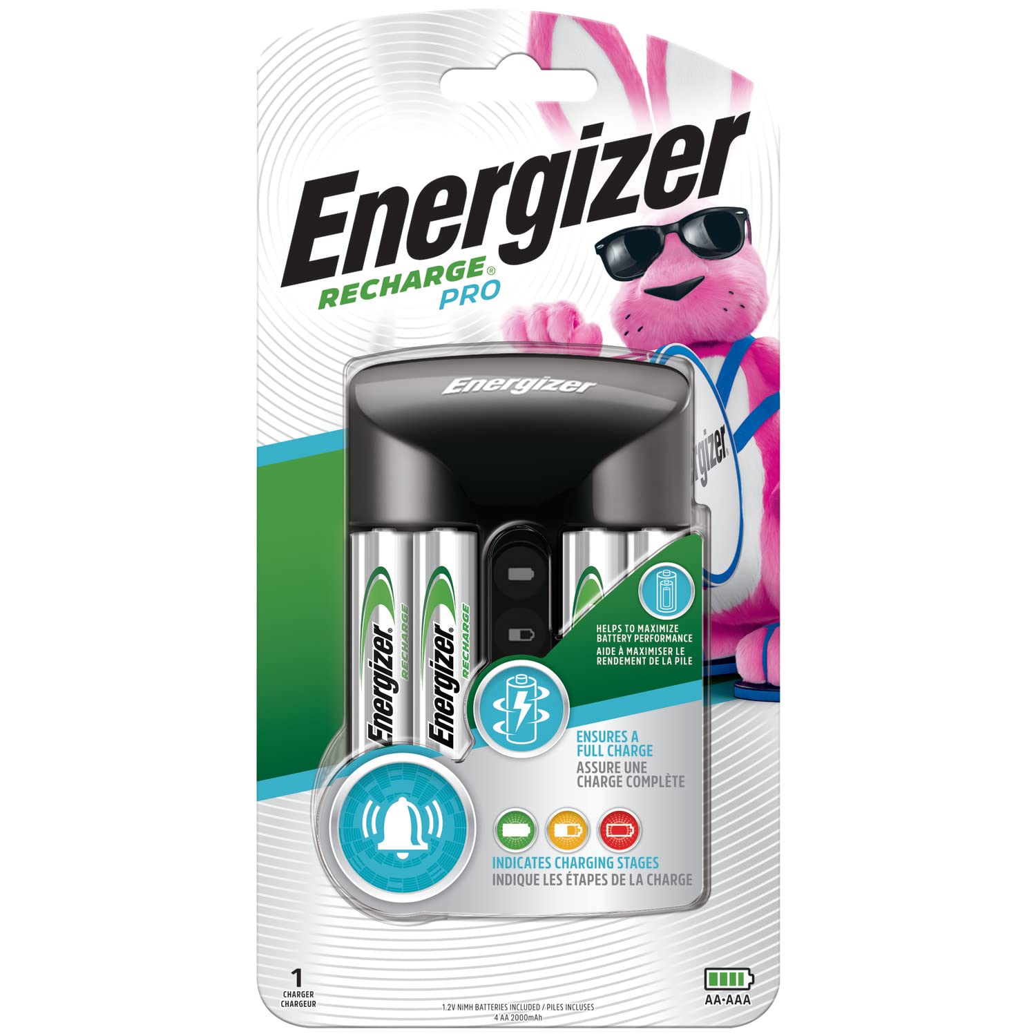 Energizer CHRPROWB4 Pro Charger With 4 AA Nimh Rechargeable Batteries