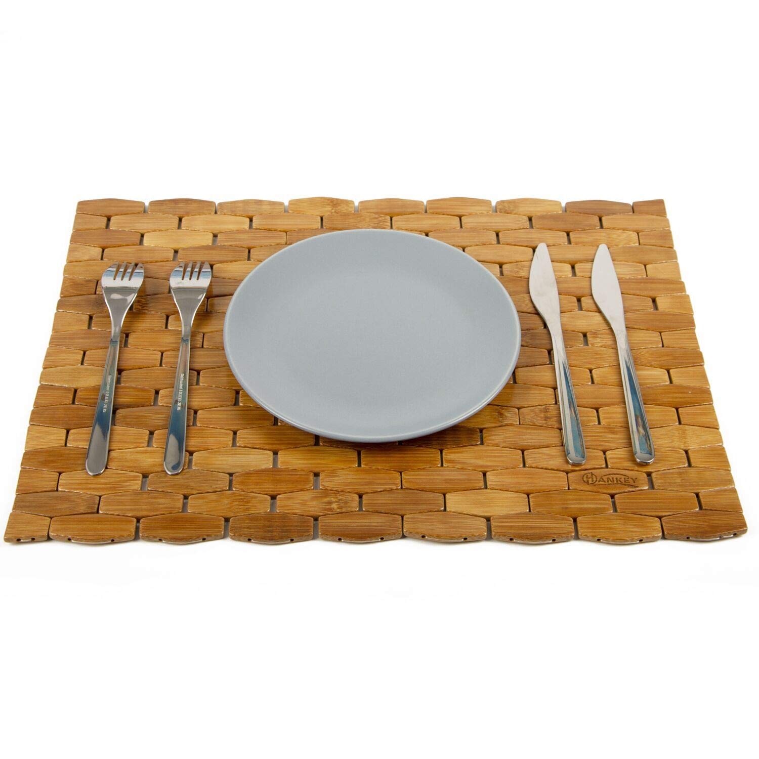 HANKEY Bamboo Place Mats, Dining Mat, Decoration for Table, Heat Insulation Hexagon Natural Color Set of 4 Eco-Friendly
