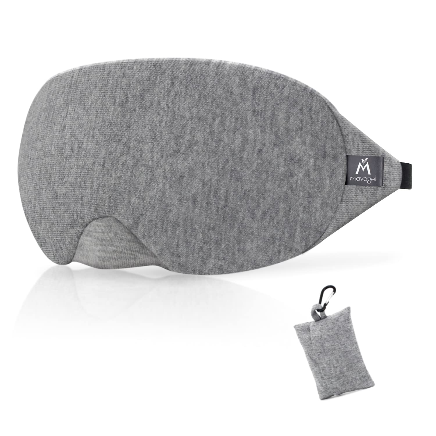 Mavogel Cotton Sleep Eye Mask - Updated Design Light Blocking Sleep Mask, Soft and Comfortable Night Eye Mask for Men Women, Eye Blinder for Travel/Sleeping/Shift Work, Includes Travel Pouch, Grey