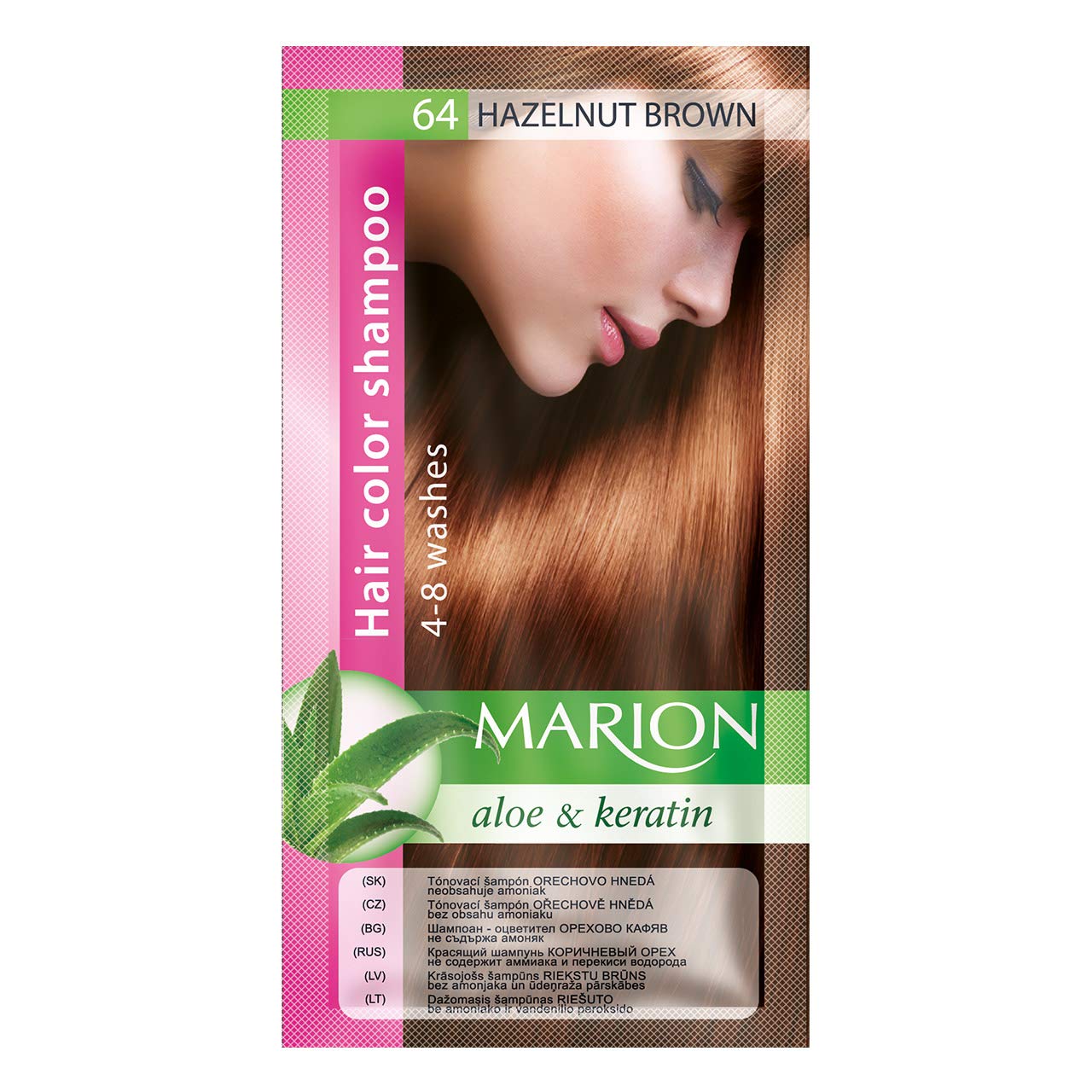 Marion Hair Color Shampoo in Sachet Lasting 4-8 Washes - 64 - Brown Nuts