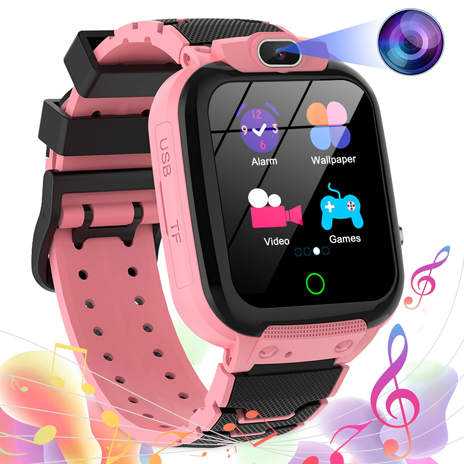 Vannico Kids Smart Watch, Video 16Games Music Player Smartwatch for Kids HD Camera 80MP Recorder Alarm Touch LCD for Boys Girls Children Birthday Gifts