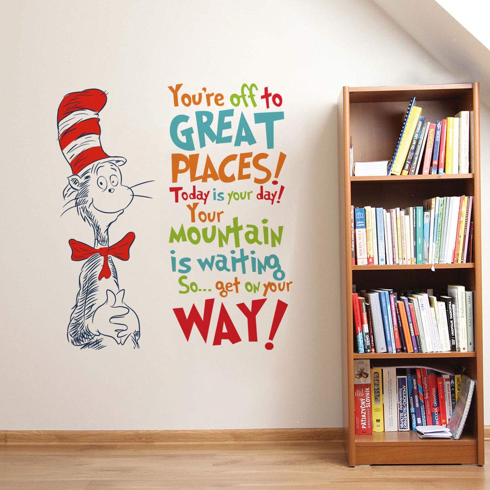 Decalplanet Dr Seuss Inspirational Quotes Wall Stickers Kids Wall Decal Saying Classroom Reading Room Baby Nursery Wall Decor