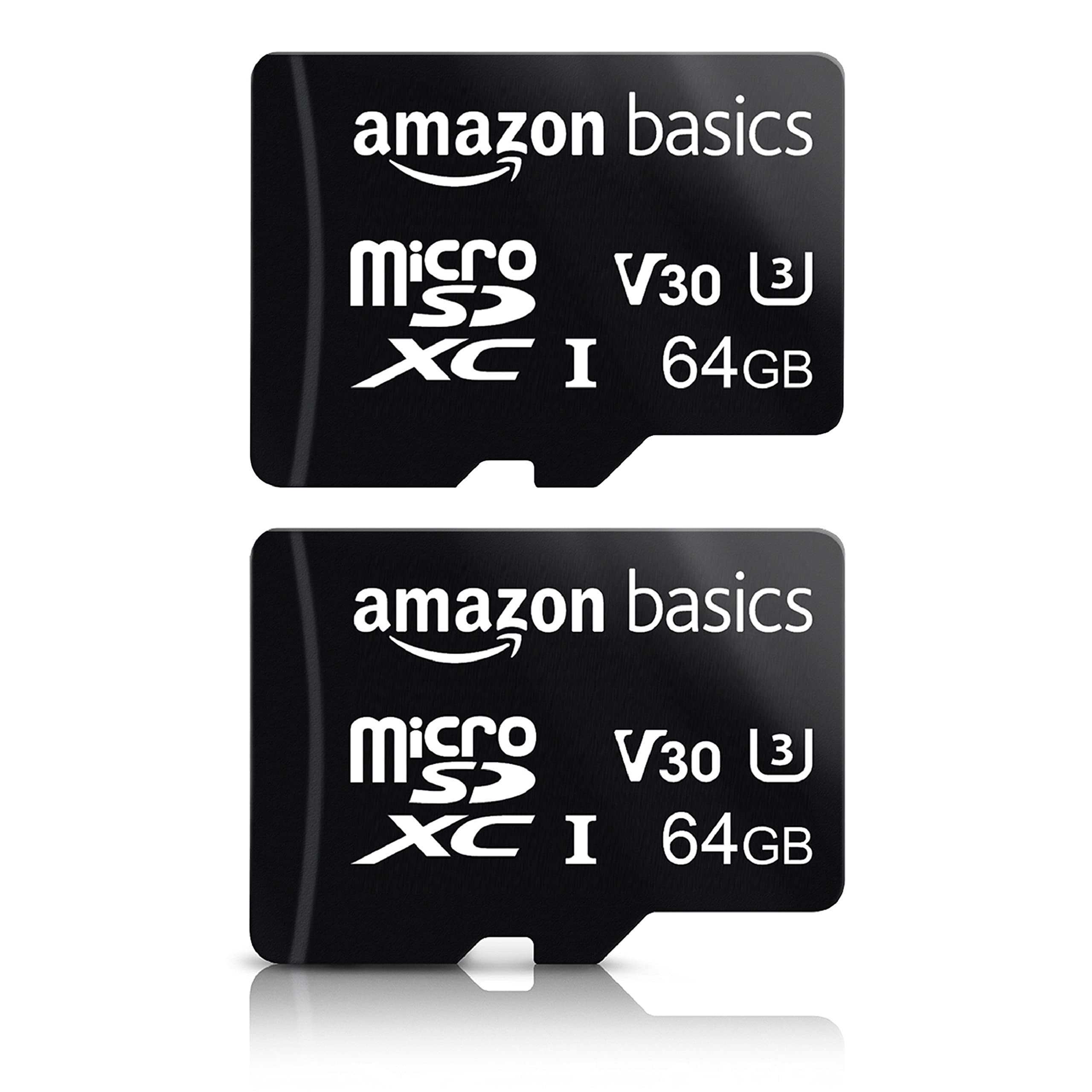 Amazon Basics - MicroSDXC, 64 GB, with SD Adapter, A2, U3, Read Speed up to 100 MB/s, 2-Pack