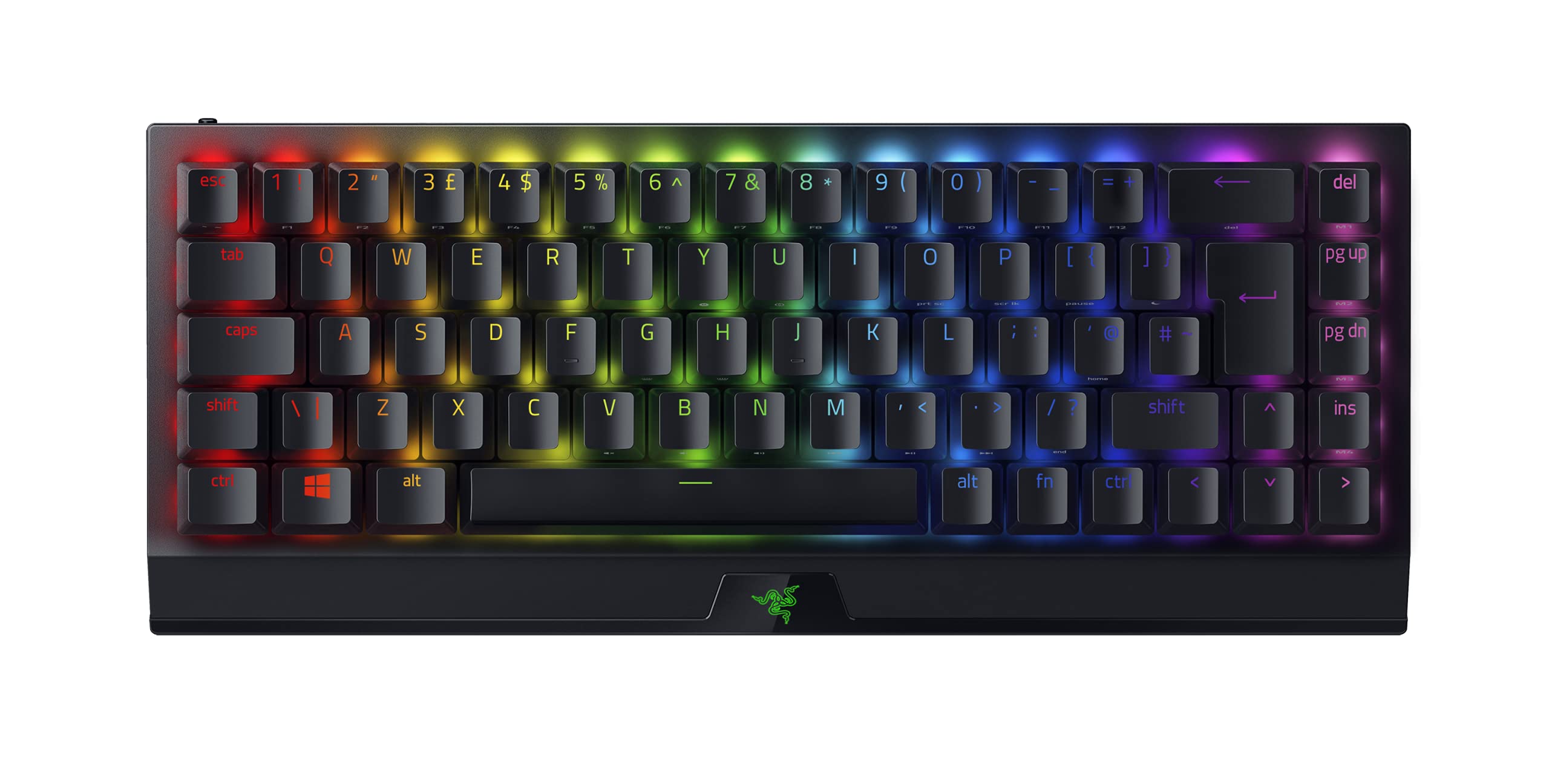 Razer BlackWidow V3 Mini HyperSpeed (Yellow Switch) - 65% Compact Mechanical Gaming Keyboard (Bluetooth, USB-C, Stealth Pudding Keycaps, Up to 200 Hours of Battery Life, RGB Chroma) UK Layout | Black