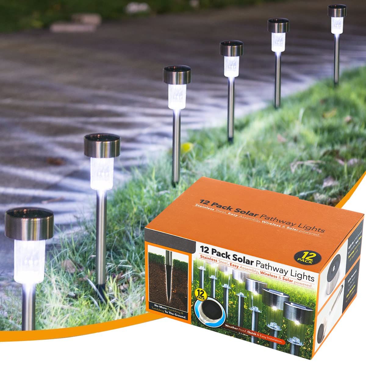 Orgrul Garden Solar Lights Outdoor, 12 Pack LED Solar Pathway Landscape Lights for Walkway, Patio, Yard, Lawn, Driveway, IP65 Waterproof