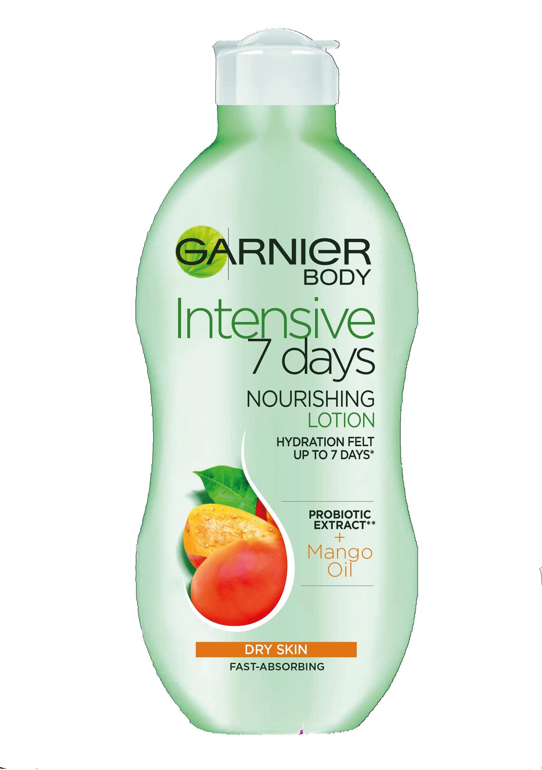 Garnier Intensive 7 Days Mango Oil & Probiotic Extract Body Lotion 400ml, Softening and Smoothing Moisturiser, Up to 7 Days Hydration, For Dry Skin, Fast Absorbing & Non Greasy
