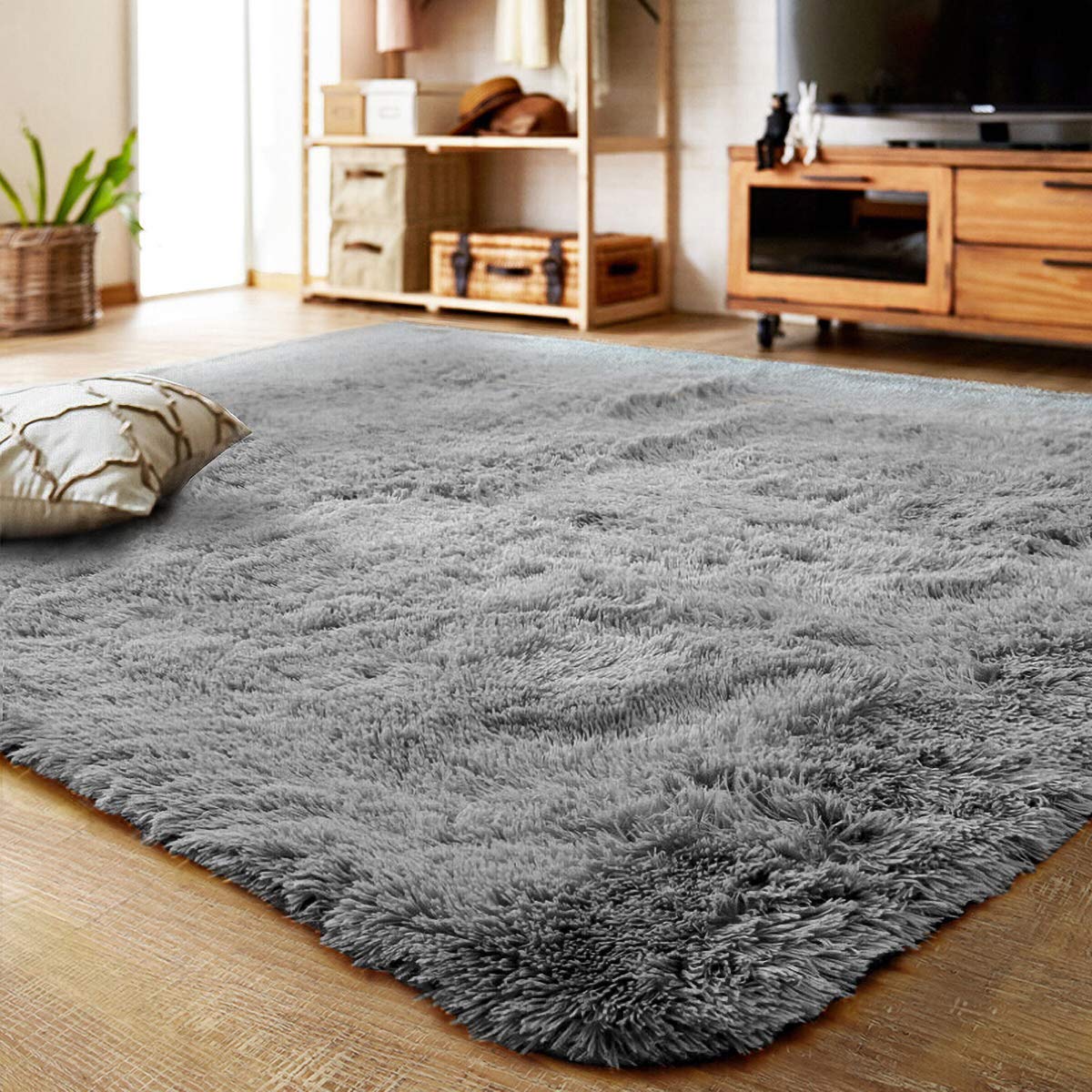 LOCHAS Area Rugs for Living Room, Fluffy Shaggy Super Soft Carpet Suitable as Bedroom Rug Nursery Rugs Kids Mat, Large Floor Mat Furry Plush Rug for Home Decor 160 X 230cm Grey