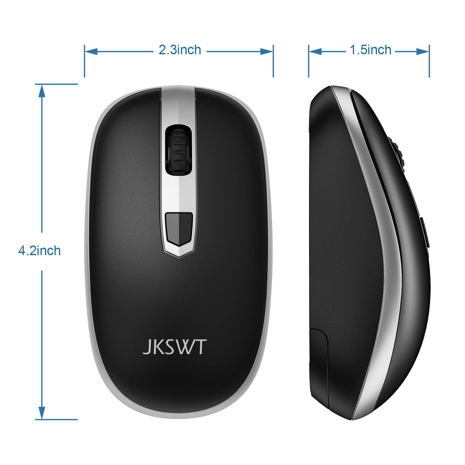 JKSWT Wireless Mouse, 2.4G Portable Computer Wireless Mice Ergonomic Mouse with USB Nano Receiver ,4 Buttons,1600DPI with 3 Adjustable Levels, Cordless Mouse for PC / Laptop / Mac / Windows