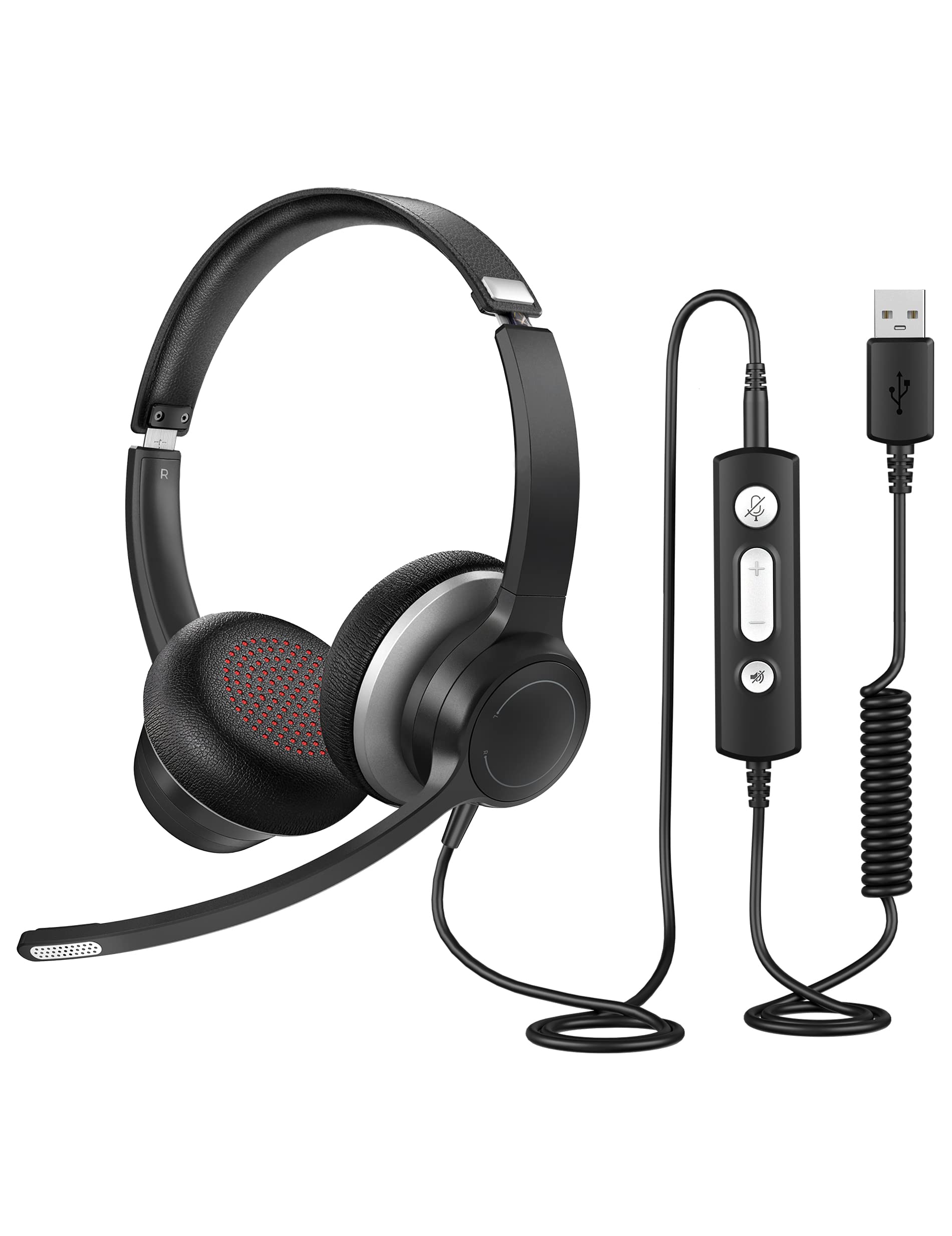 Besreath PC Headsets with Microphone, Stereo Computer Headset for Laptop, 3.5mm/USB Business Office Headsets Headphones In-Line Control USB Wired Headset for Skype ZOOM PC Webinar, Cell Phone