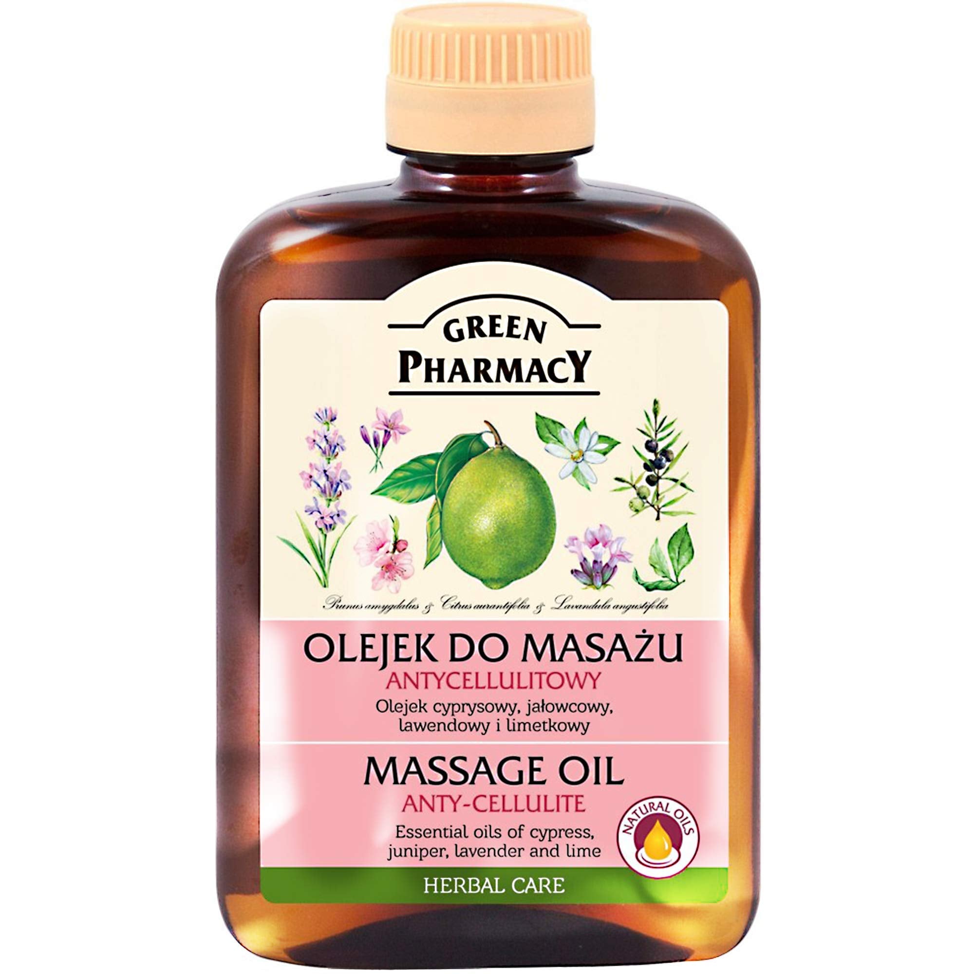 Green Pharmacy Body Massage Essential Oil Anti-cellulite Cypress Juniper Lavender Lime Natural Oils 200 ml
