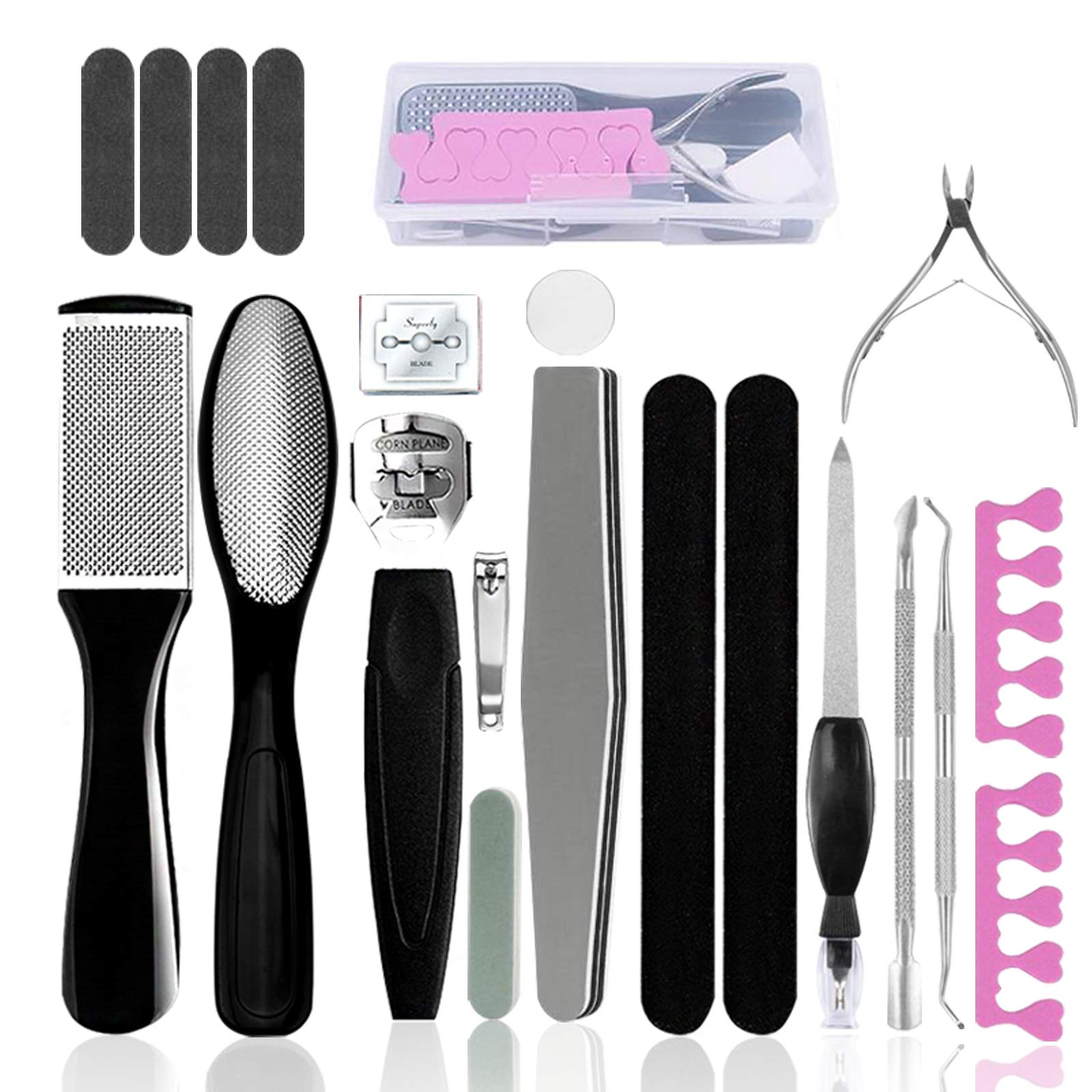 Pedicure Kit Professional, Foot Scrubber Pedicure Tools Set, Stainless Steel Foot Care Tools, Foot Rasp, Foot Dead Skin Remover, Pedicure Kit for Men Women Gift