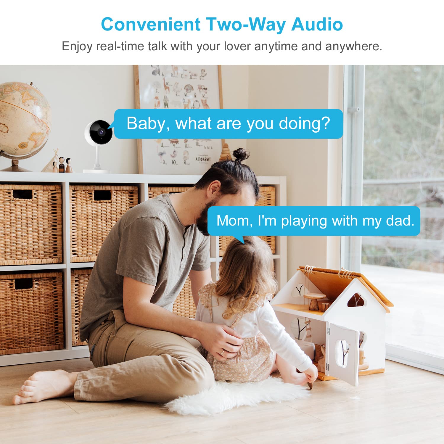 Wifi Camera, [2022 New] Little elf Pet Camera with Motion Detection, Night Vision, 2-Way Audio, 1080P Home Security Camera for Baby / Elder / Pet, Wireless Camera Indoor Works with Alexa, App