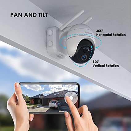 ieGeek 360° Wireless PTZ Security Camera Outdoor, 15000mAh Rechargeable Battery CCTV Camera with Pan 355° Tilt 120°, 1080P Wifi Home IP Camera, PIR Motion Detection, 2-Way Audio, Cloud&SD Card Storage