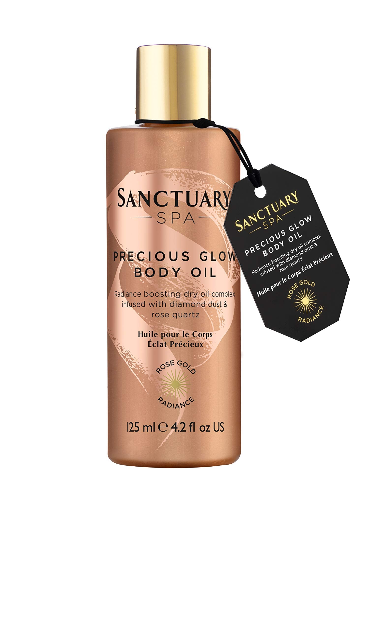 Sanctuary Spa Body Moisturiser, Illuminating Rose Gold Radiance Body Oil, 125 ml