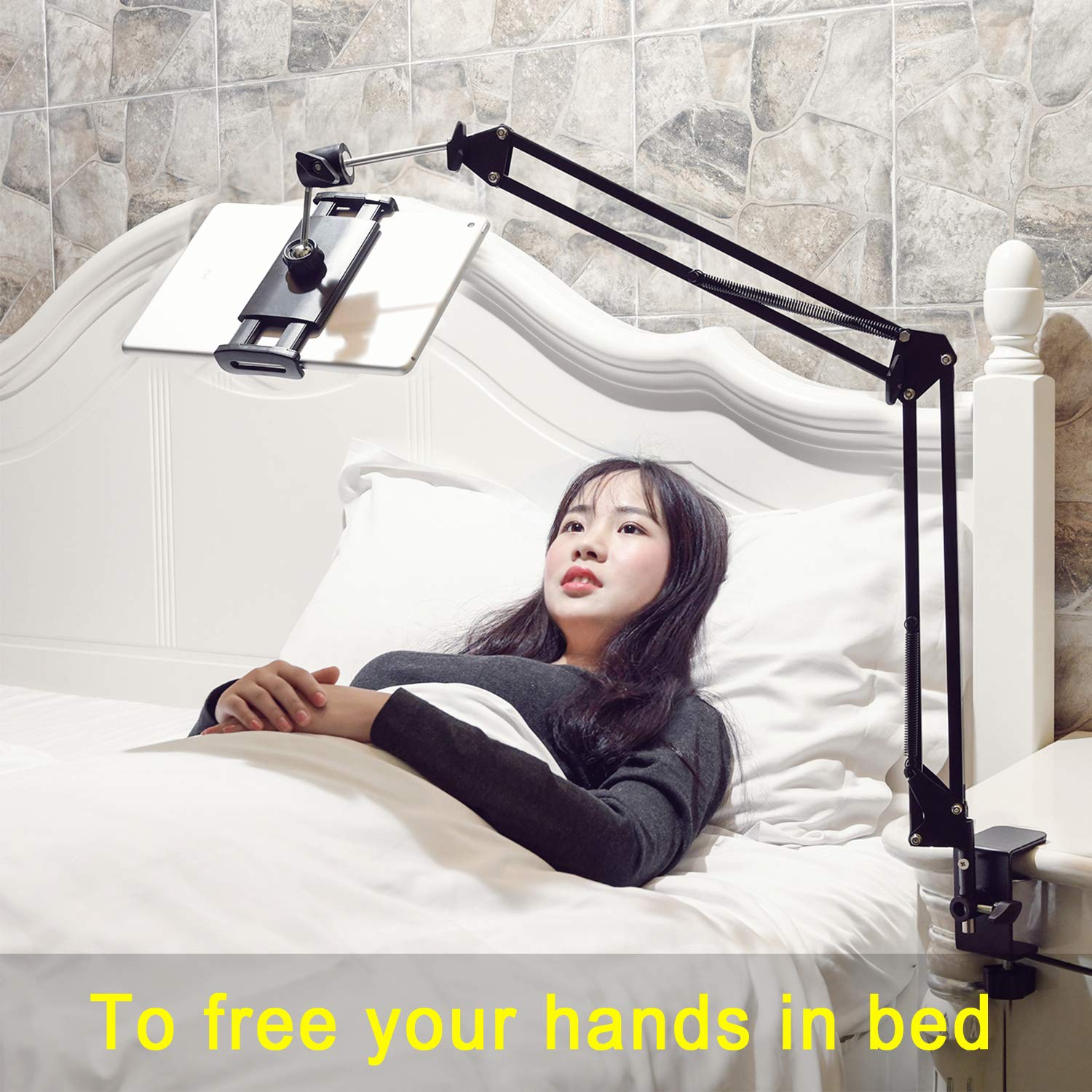 ipad holder for bed,360 Degree Rotating tablet holder for bed with Aluminum Arm for iPad,iPhoneXS, N-Switch, Kindle Fire,or Other 4.5~12.9 inch Devices