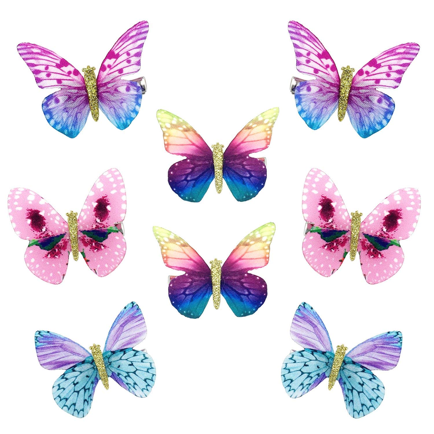 mciskin Butterfly Hair Clips Baby Hair Clips Butterfly Glitter Barrette for Women Girl and Infant (8pc- Colorful Butterfly)