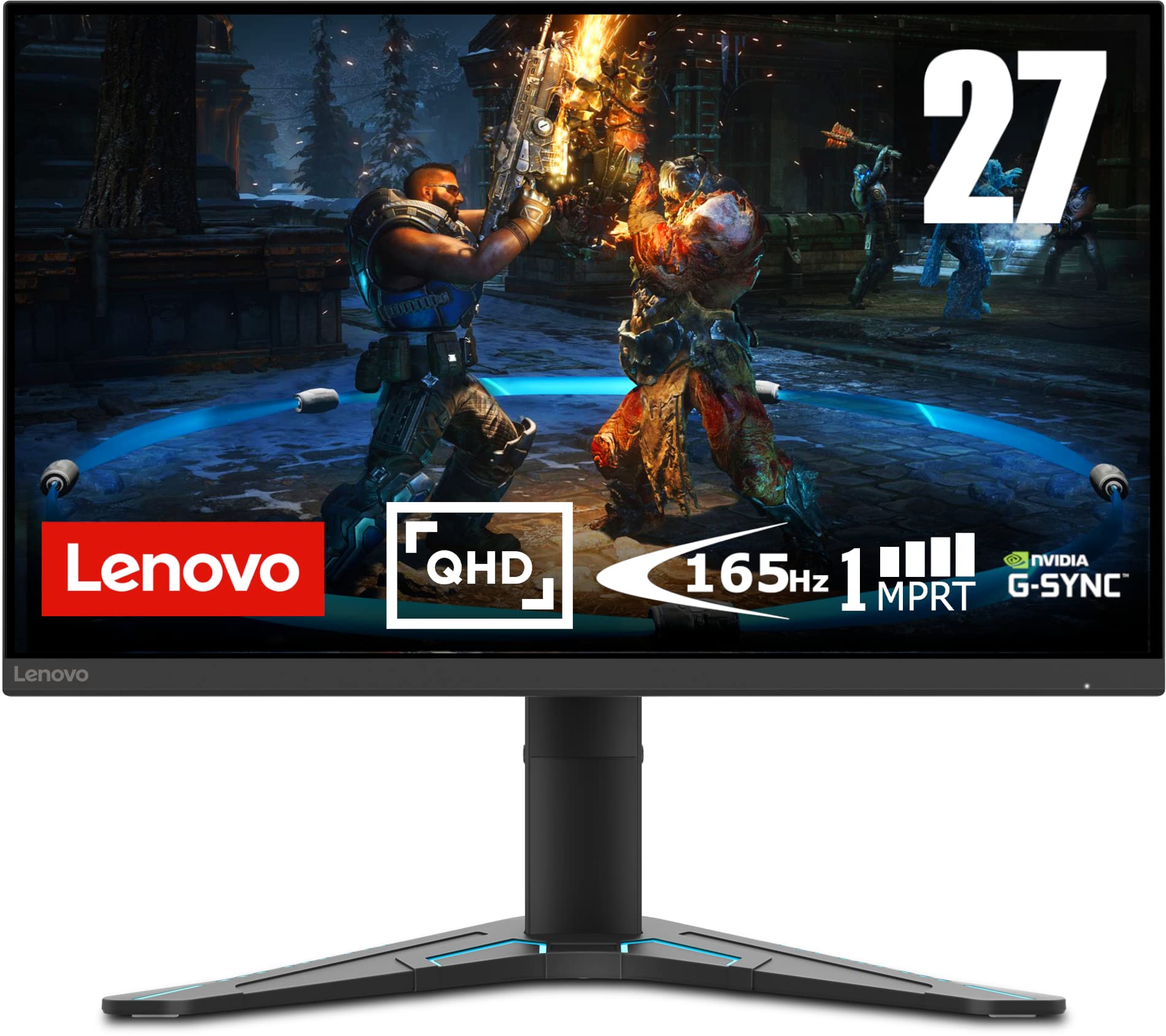 Lenovo G27q-20 27 Inch QHD, 1ms, 165Hz, HDMI FreeSync + G-Sync, Eye Comfort Gaming Monitor