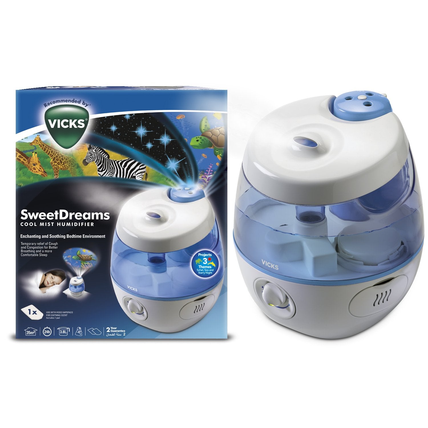 Vicks VUL575 Sweet Dreams Cool Mist Humidifier with Image Projector