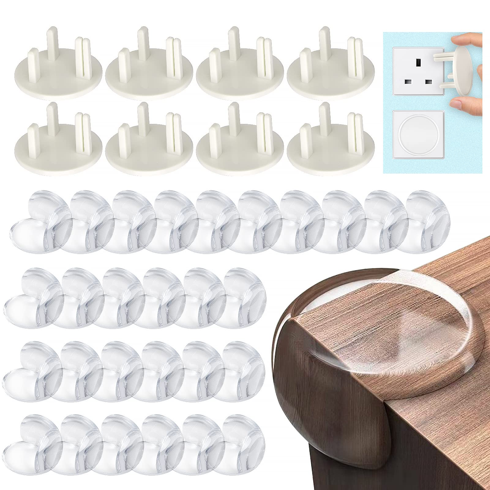 36 Pcs Corner Protectors & Child Proof Plug Socket Covers Corner Guards Baby Proofing Corners Against Sharp Corner Clear Table Corner Protectors for kids with Strong Adhesive Tape