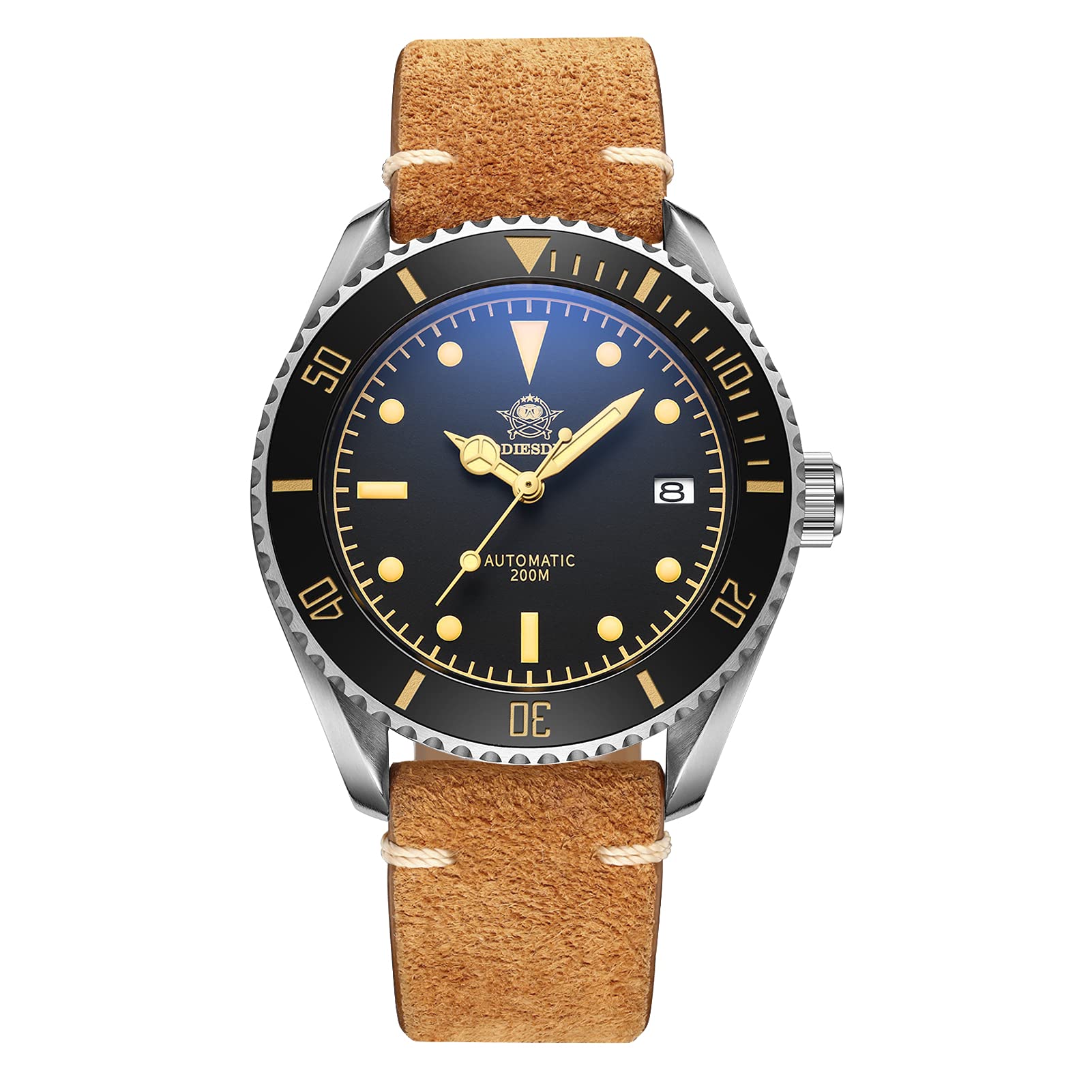 addiesdive diver's watch Men's Automatic Watch 40 mm with Suede strap