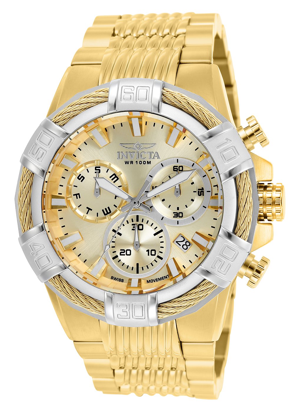 Invicta Men's Bolt Stainless Steel Quartz Watch with Stainless-Steel Strap Gold Silver 16 (Model: 25868 26990)