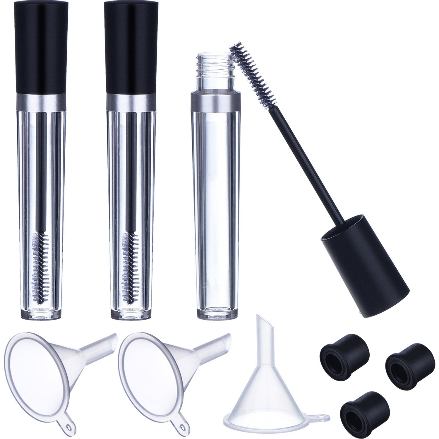 8ml Empty Mascara Tube with Eyelash Wand Eyelash Cream Container Bottle, Rubber Inserts, Funnels Set for Castor Oil