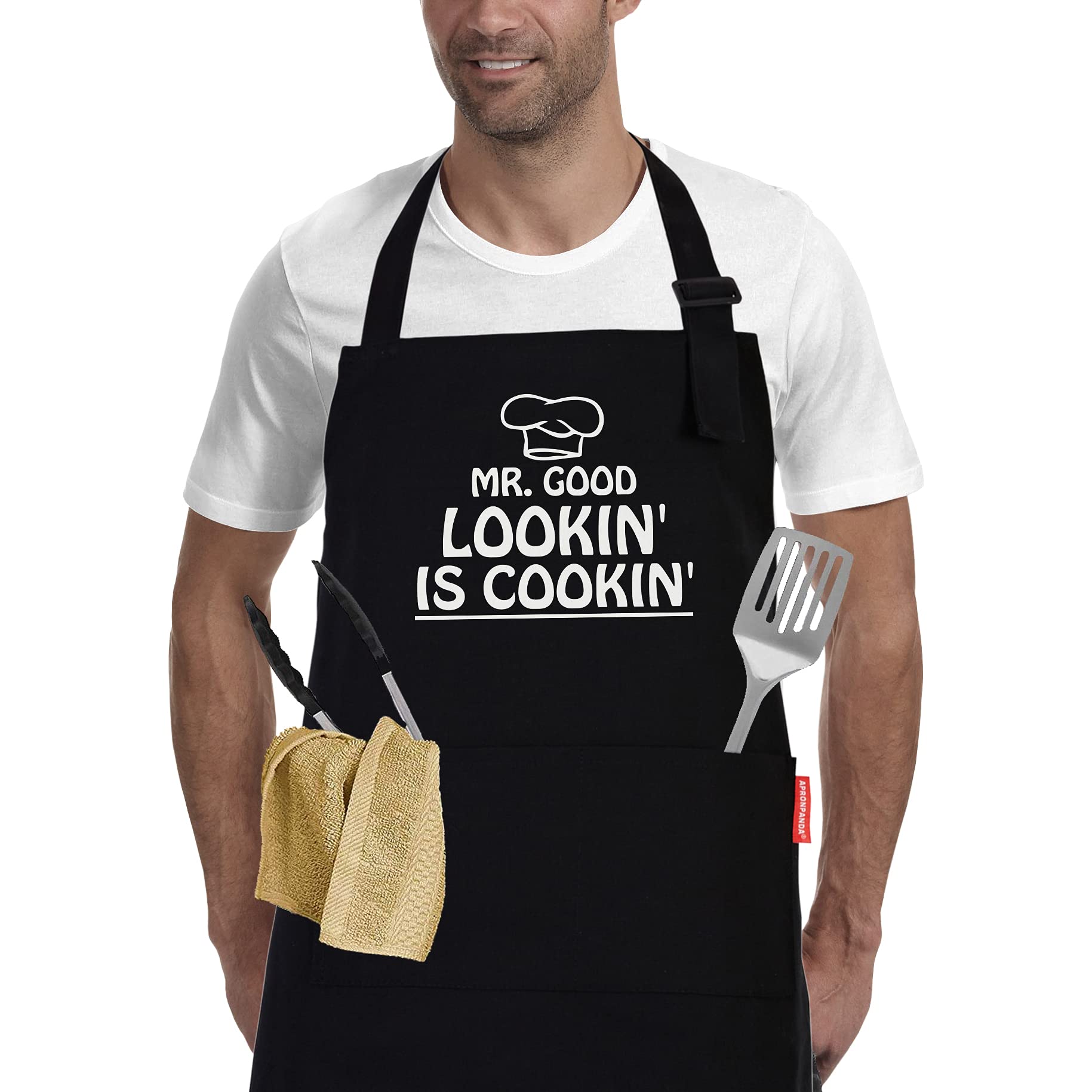 Cooking Aprons for Men with Pockets, Adjustable Apron for Home Kitchen, BBQ Grilling, Cooking Gifts for Men Chef, Gifts for Men, Dad, Husband, Grandad Birthday Gifts