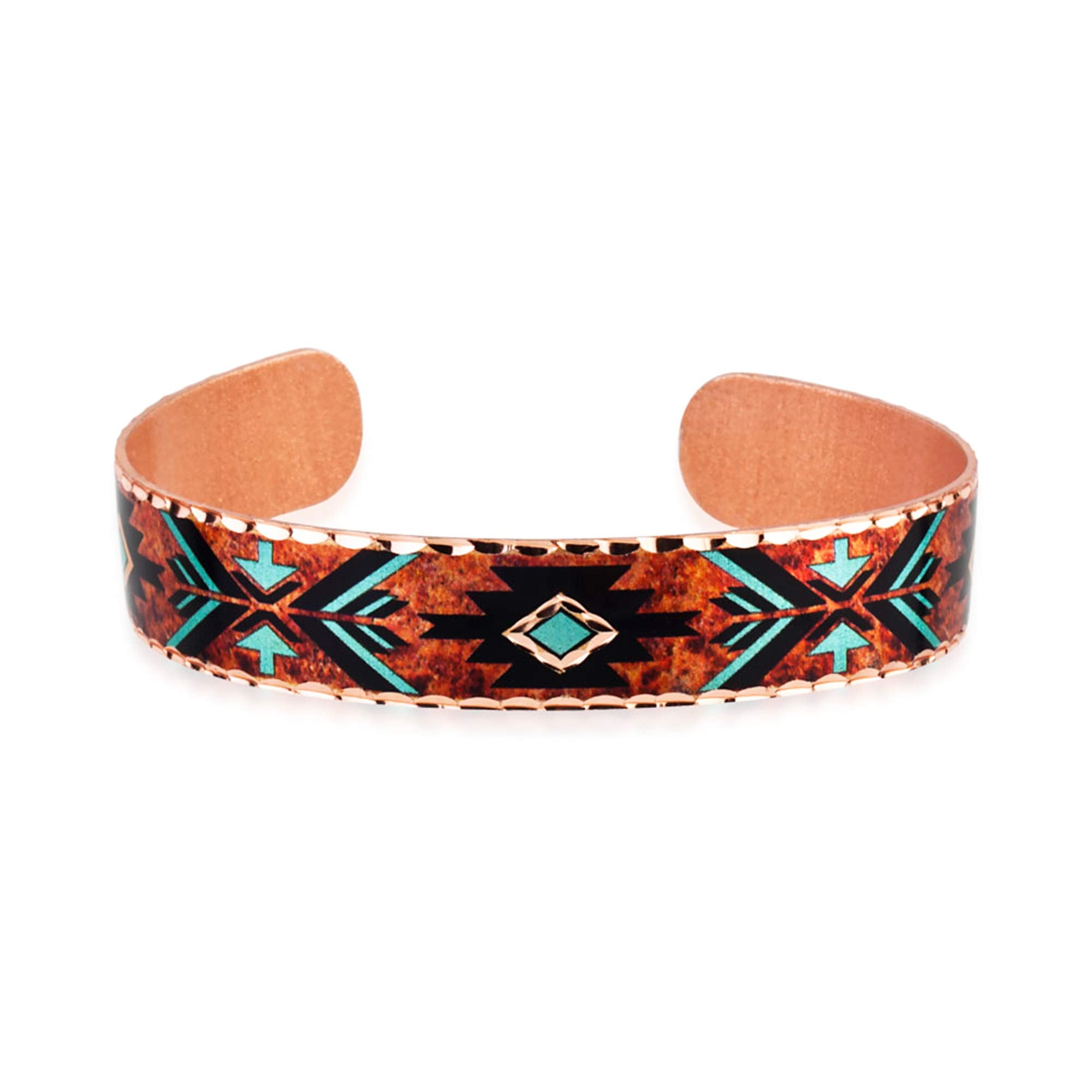 Maroon & Turquoise Copper Cuff Native American Bracelets, Artisan Handcrafted & Flame Painted Jewelry Arrowhead Bracelets, Vintage Style Solid Copper Cuff Bracelets, Makes Great Valentine's Day Gifts