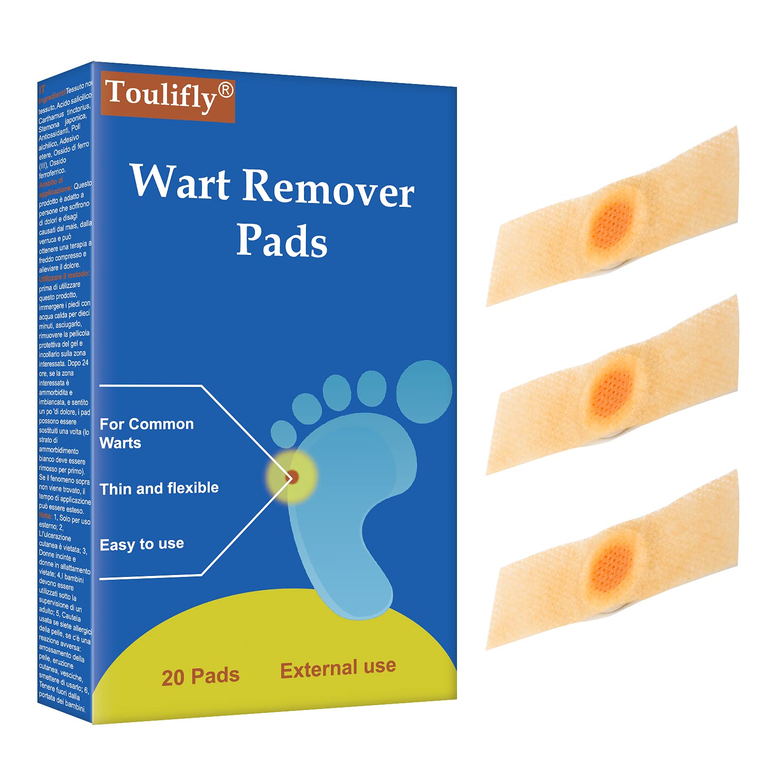 Wart Remover, Wart Remover Pads, Wart Treatment, Wart Remover for Hands, Feet, Feet Callus Remove, Verruca and Wart, Relief Pain Removal Warts Plaster, Soften Skin Cutting Sticker Toe Protector, 20 PC
