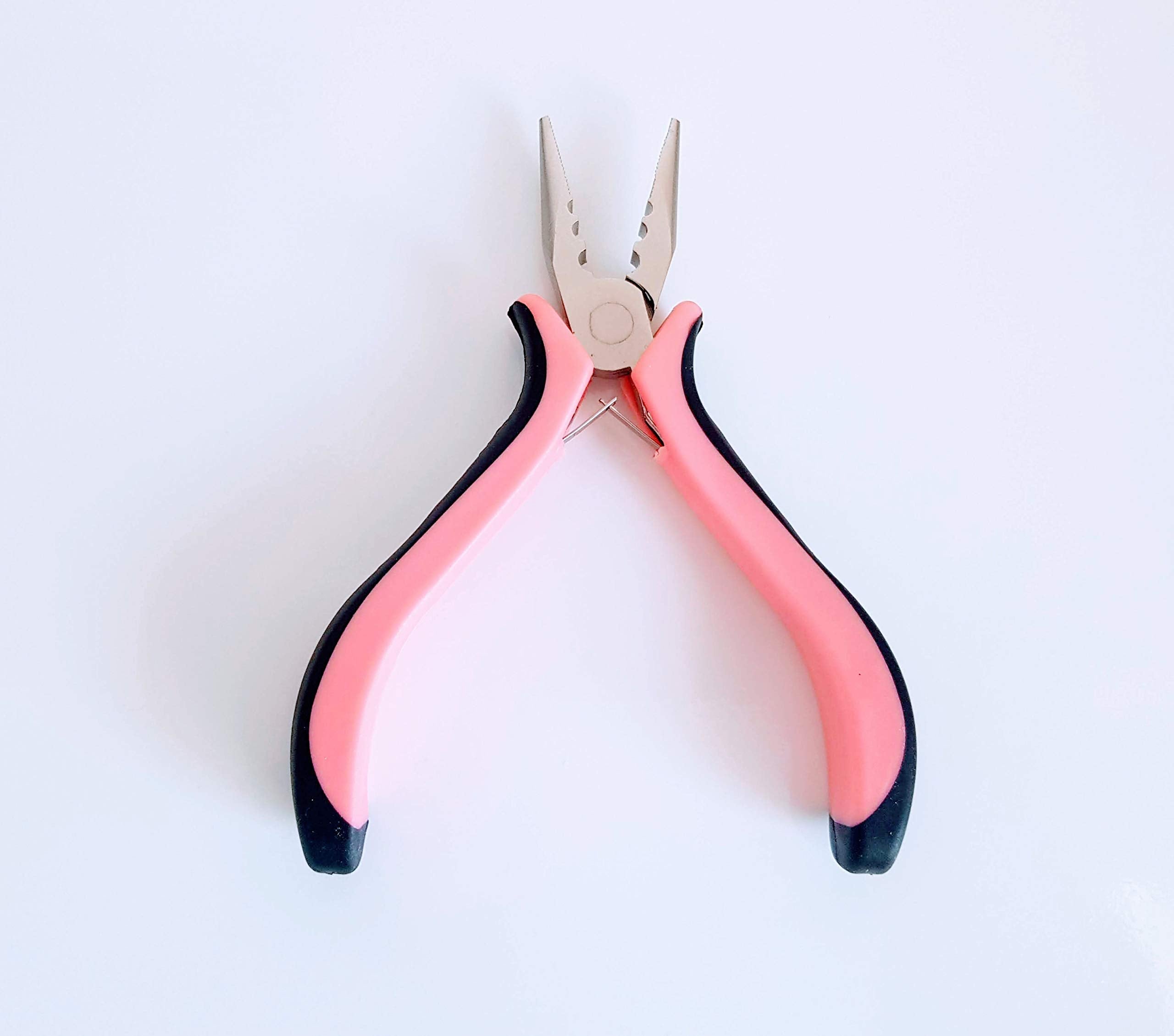 5'' Stainless Steel Pliers Tool for Nano and Micro Hair Extensions Application & Removal (3 Holes Plier) Black & Pink