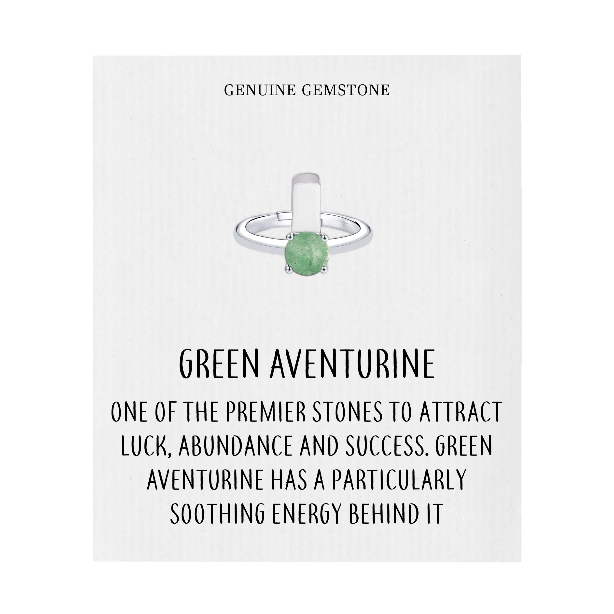 Philip Jones Green Aventurine Ring with Quote Card