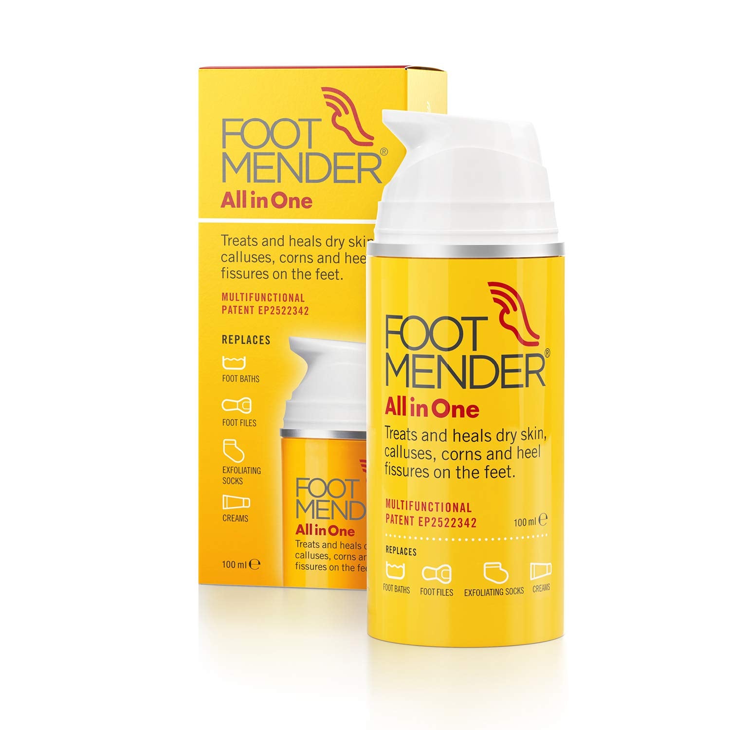 Footmender All in One | Treats and Heals Dry Feet, Hard Skin (calluses), Corns and Cracked Heels (Heel fissures) | Significant Effect After First Treatment | 100ml