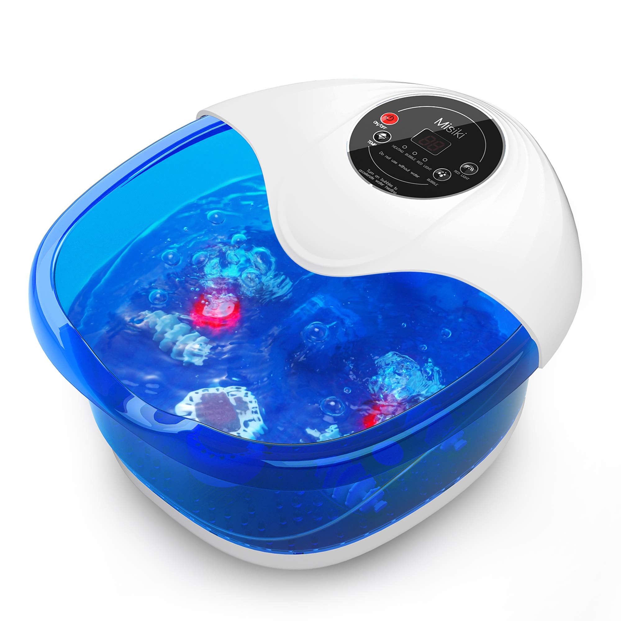 Foot Spa Misiki Foot Bath Massager with Heater Bubbles Vibration Temperature Control and Auto Shut-Off 4 in 1 Multifunction Pedicure Foot Spa for Home Use with 4 Massage Rollers to Help Relieve Stress