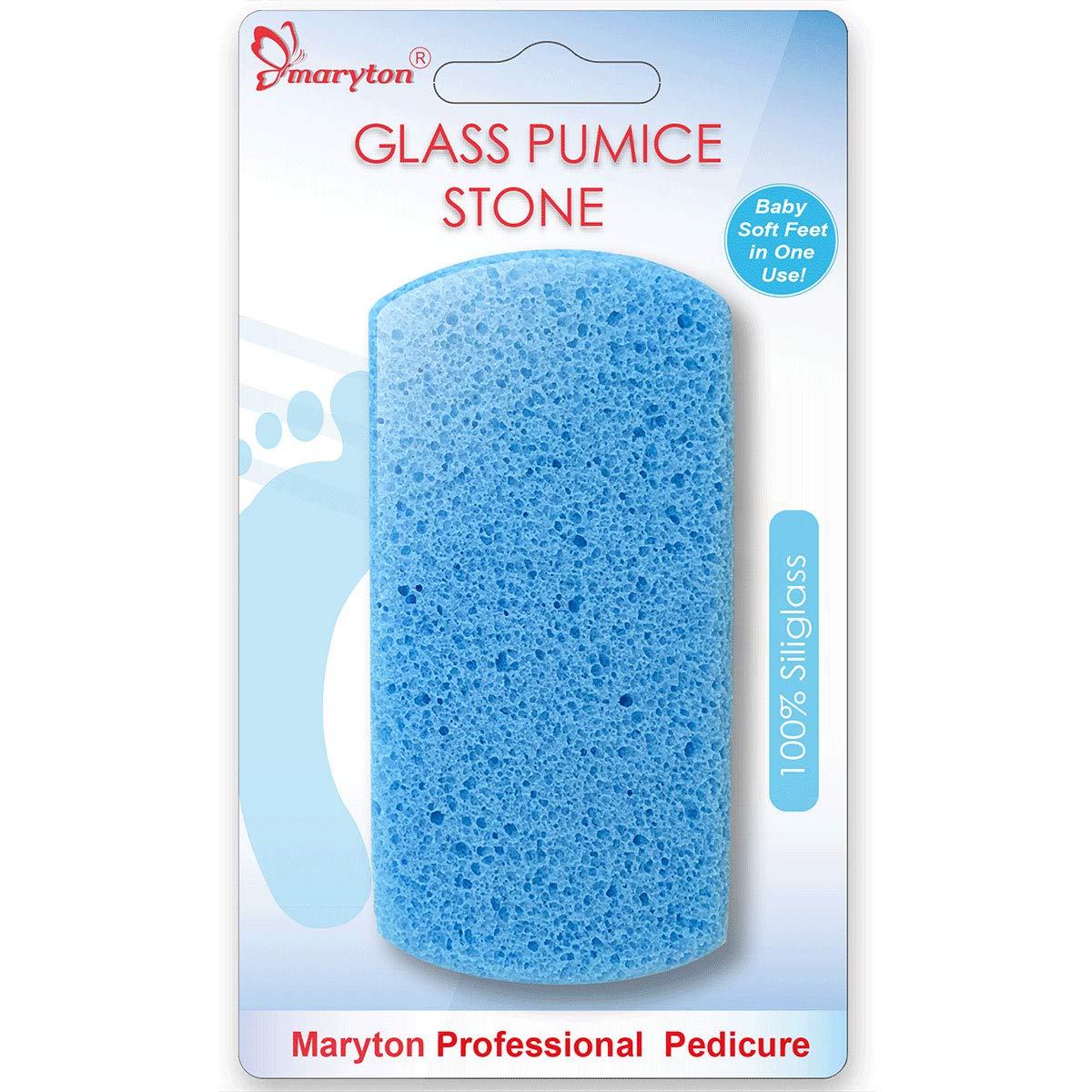 Maryton Double Sided Pumice Stone for Feet Hard Skin 100% Siliglass Callus Remover, Exfoliates Feet & Smooths Skin