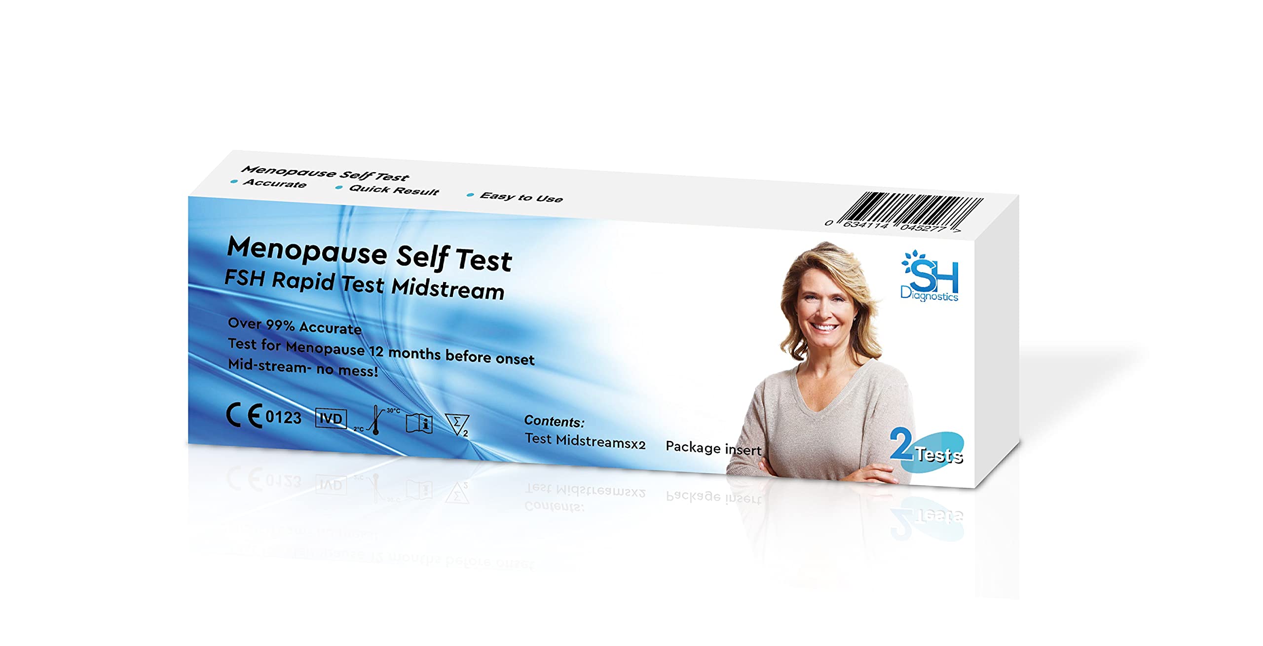 SH Diagnostics- Menopause (FSH) Self Test x2, Results in 5mins, 99% Accurate, CE Approved