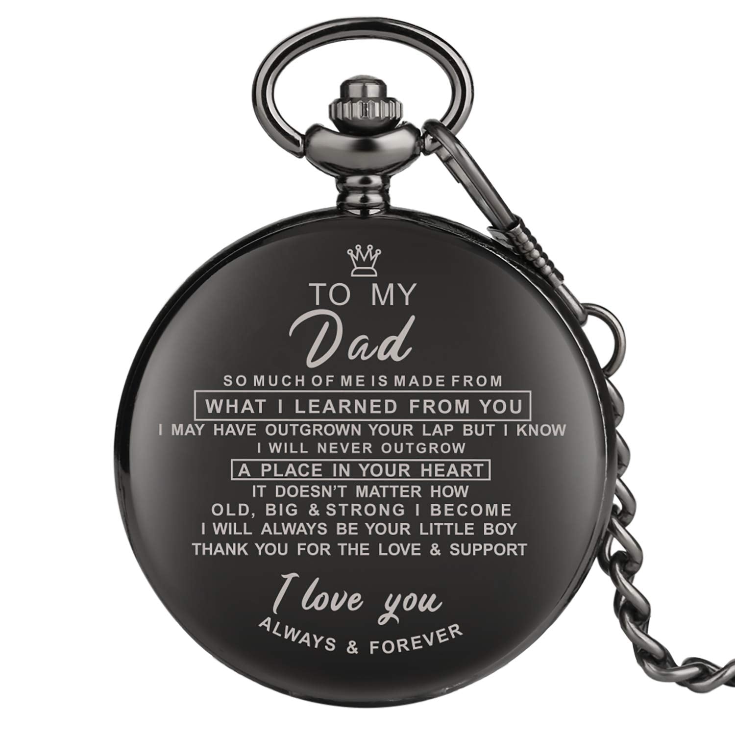 Mens Dad Pocket Watches to My Dad Quartz Fob Watches with Chain Fob Pendant for Men Daddy Birthday Father's Day Gifts