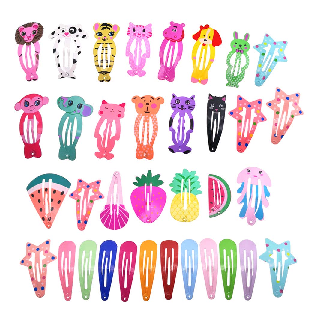 35 Pack Animal Metal Snap Hair Clips Girls Barrettes Hairpins Accessories