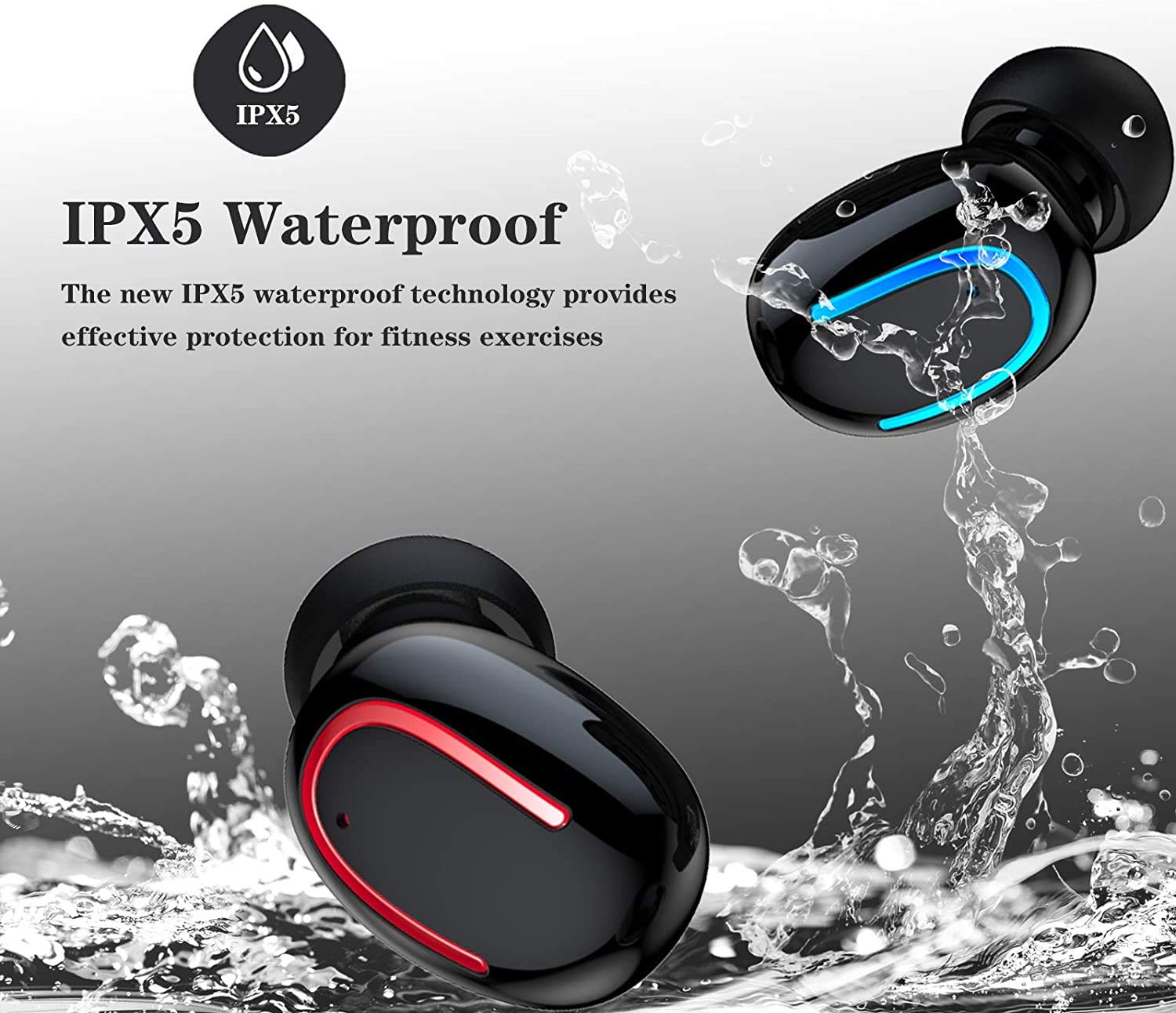 Wireless Earbuds, GOSCIEN Headphones Wireless Immersive Bass Sound Bluetooth 5.1 Headphones with Noise Cancellation Mic, IPX5 Waterproof Bluetooth Earphone with Charging Case for Work, Sports