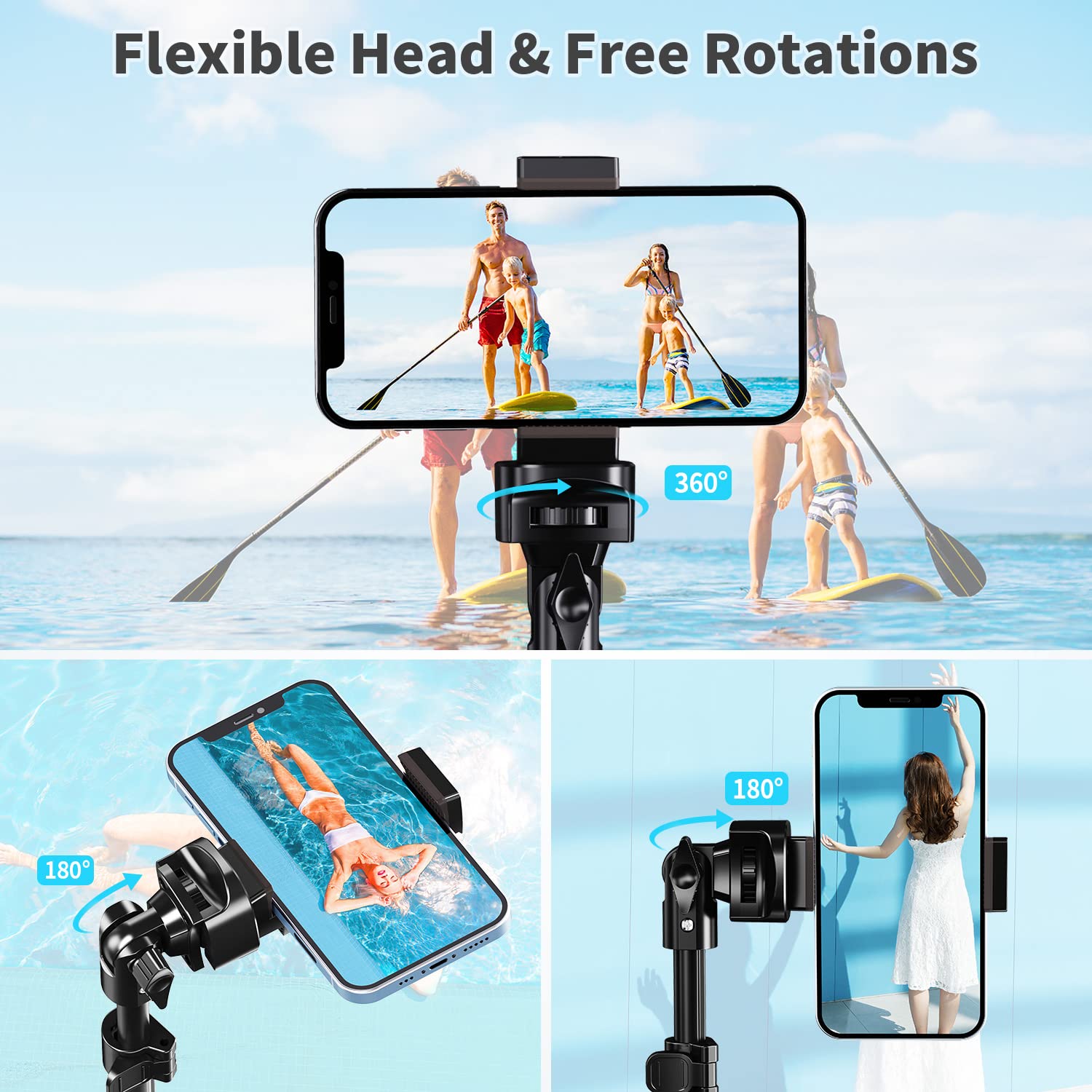 Pnitri 67'' Professional Phone Tripod Stand & Portable Aluminum Selfie Stick with Wireless Remote, Extendable Flexible Cellphone Tripod Compatible with iPhone Android Phone, DSLR Camera etc