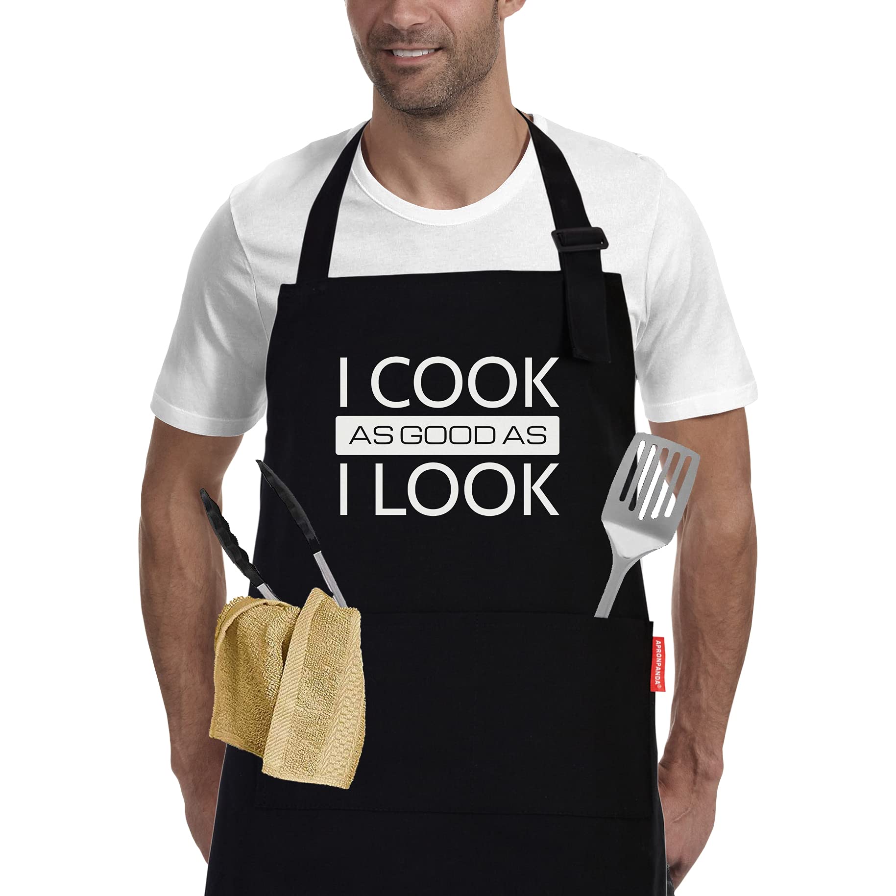 Cotton Aprons for Women Men, Funny Kitchen Cooking Aprons with 2 Pockets - Gifts for Dad Mom Wife Husband Girlfriend and Boyfriend